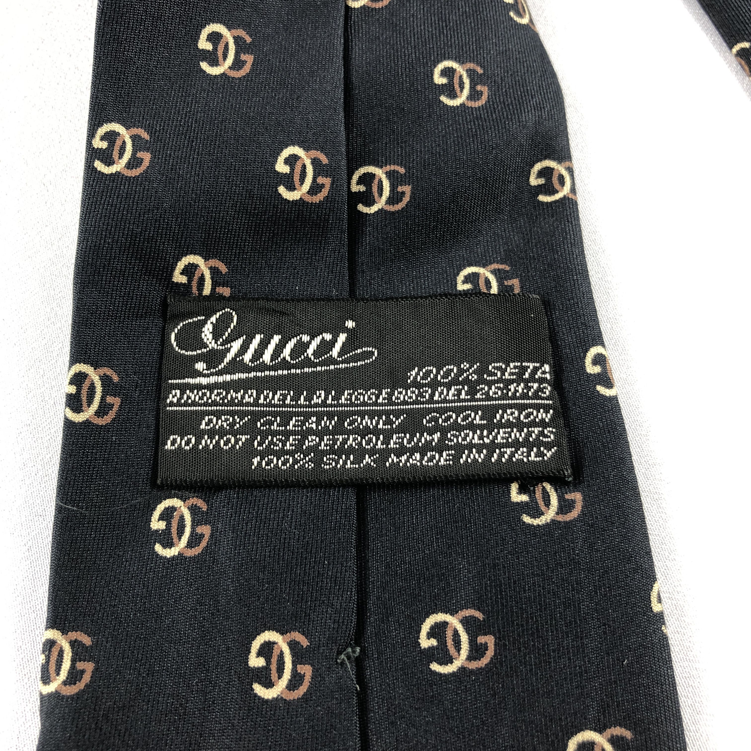 Gucci × Vintage Gucci Monogram Silk Neck Ties T123 Size ONE SIZE - 3 Thumbnail