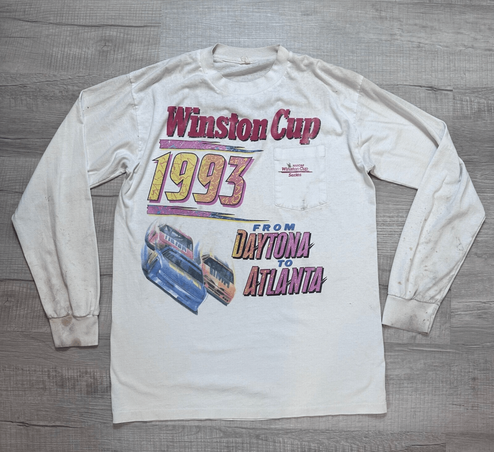NASCAR × Vintage Vintage 1993 NASCAR Winston Cup Long Sleeve Pocket T-Shirt Size US L / EU 52-54 / 3 - 1 Thumbnail