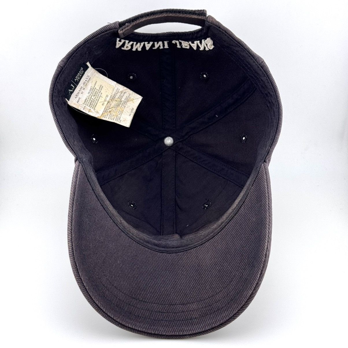 Armani Vtg 90s Armani Jeans AJ Logo Sunfaded Hat Washed Cap Size ONE SIZE - 5 Thumbnail