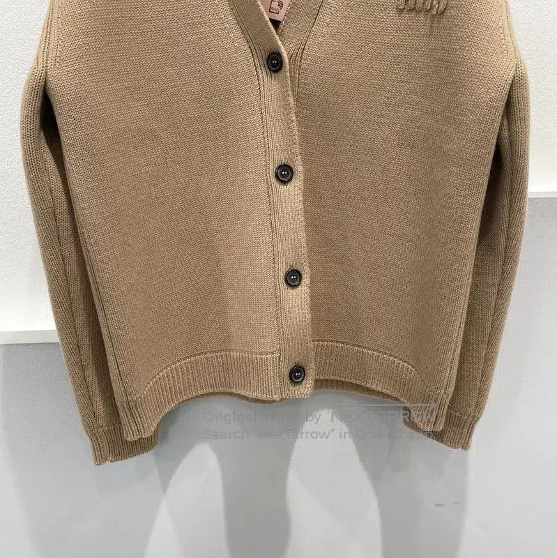 Miu Miu Miu Miu Women's Khaki Wool Cardigan with Logo . Size XXS / US 00 / IT 34 - 3 Thumbnail