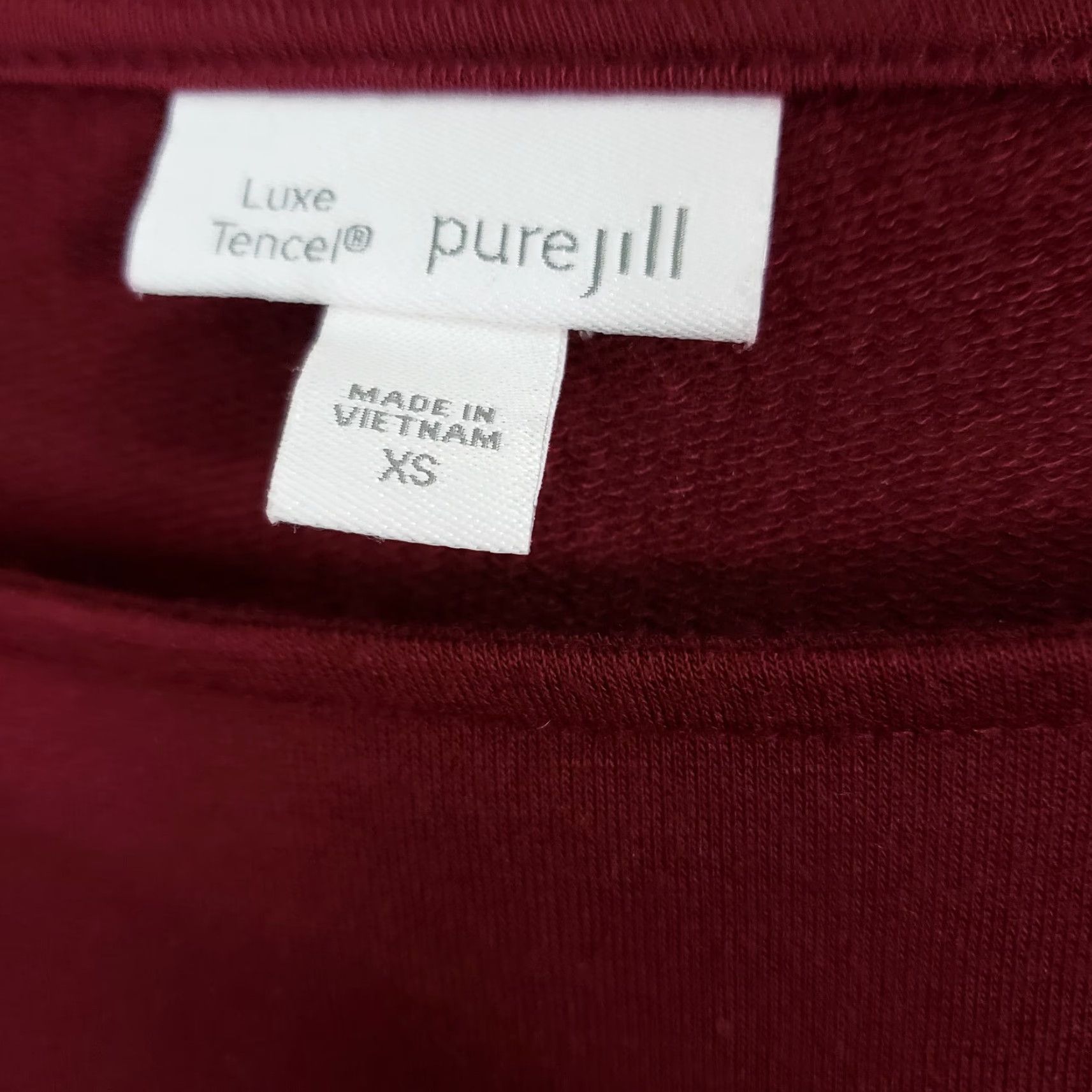 Vintage J Jill Womens Luxe Tencel Top XS Solid Dark Red Long Sleeve Blouse Size XS / US 0-2 / IT 36-38 - 4 Thumbnail