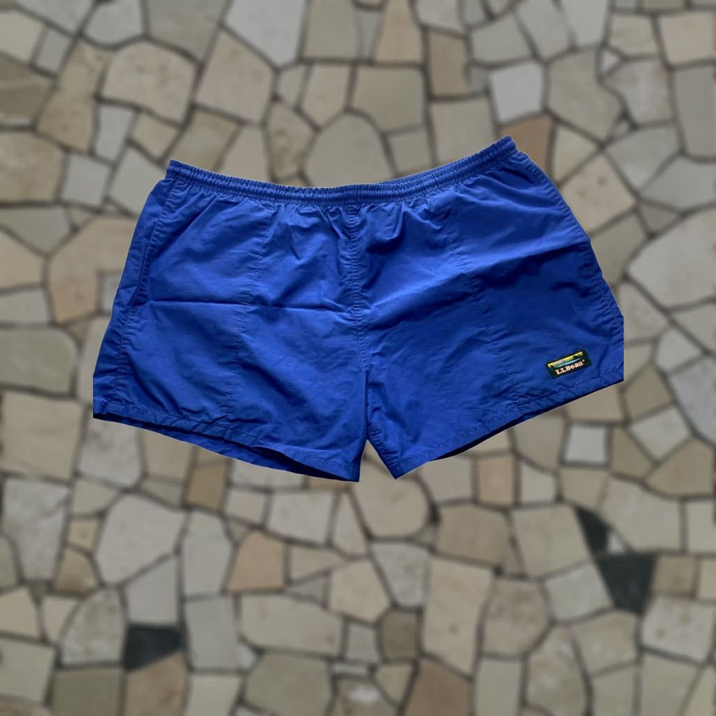 Vintage VINTAGE L.L. Bean Trunks Bottom Men Large Blue Swim Trunks Tie Waist Pockets Back Seam Fair Size US 33 - 1 Thumbnail