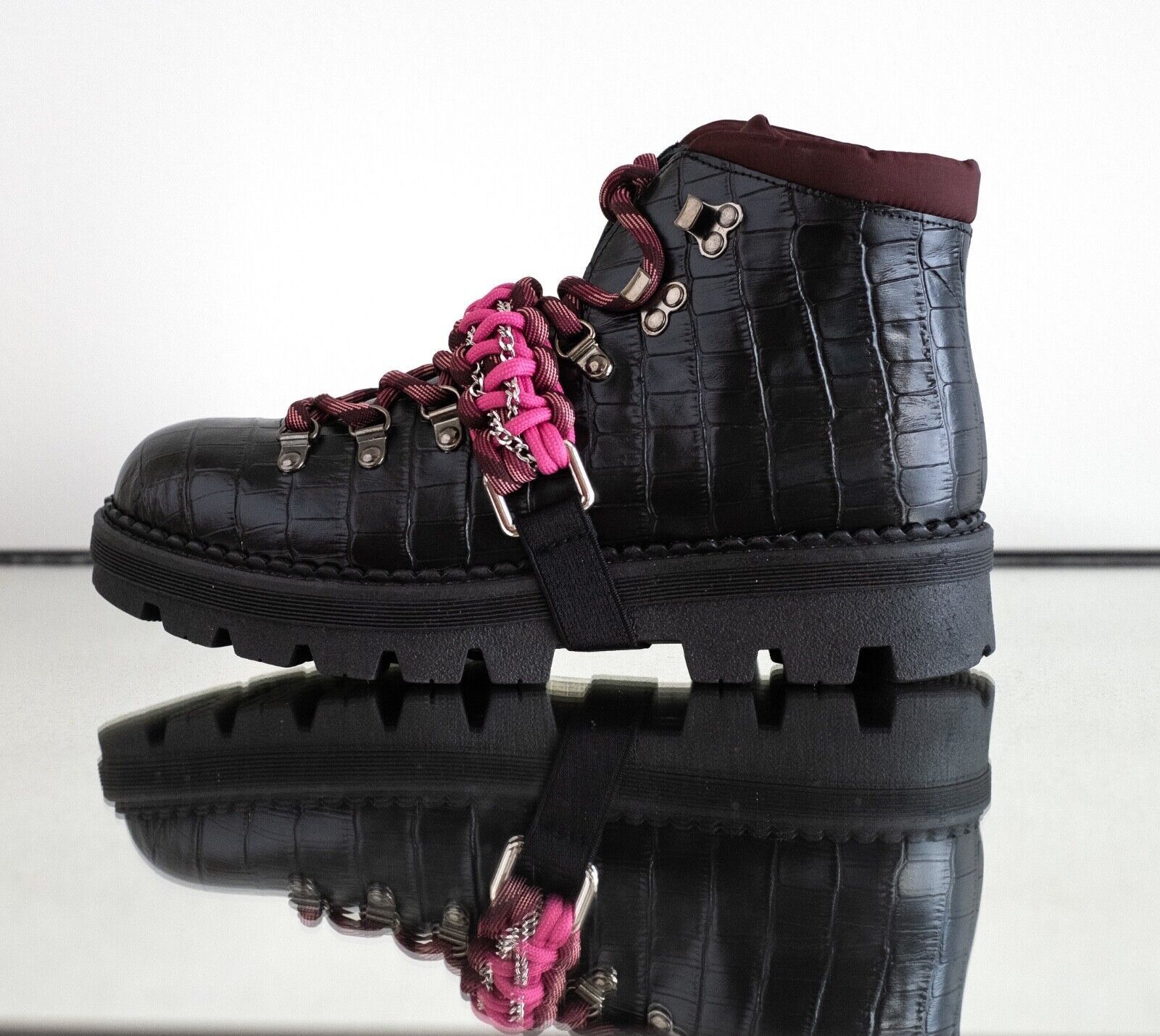 Pinko PINKO Zenzero Black Fuchsia Combat Boot Women New Size 38/8 Size US 8 / IT 38 - 12 Thumbnail
