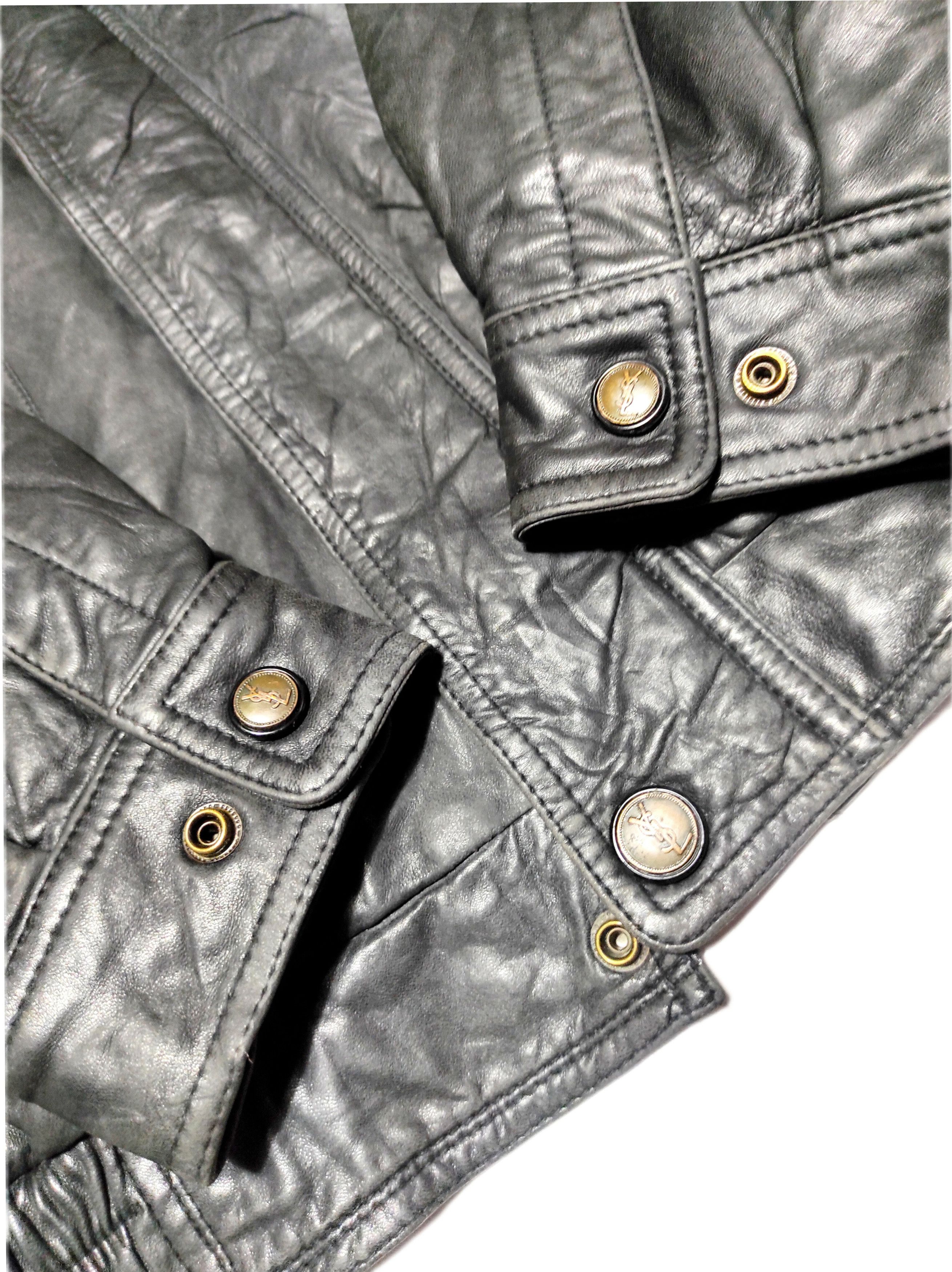 Yves Saint Laurent Rare! Beautiful Yves Saint Laurent Bomber Leather Jacket Size US L / EU 52-54 / 3 - 6 Thumbnail