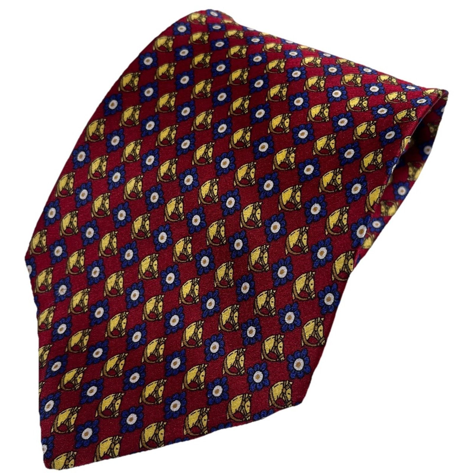 Pierre Balmain Balmain Silk Mens VTG Tie Red Necktie Horse Medallion Print Size ONE SIZE - 1 Thumbnail