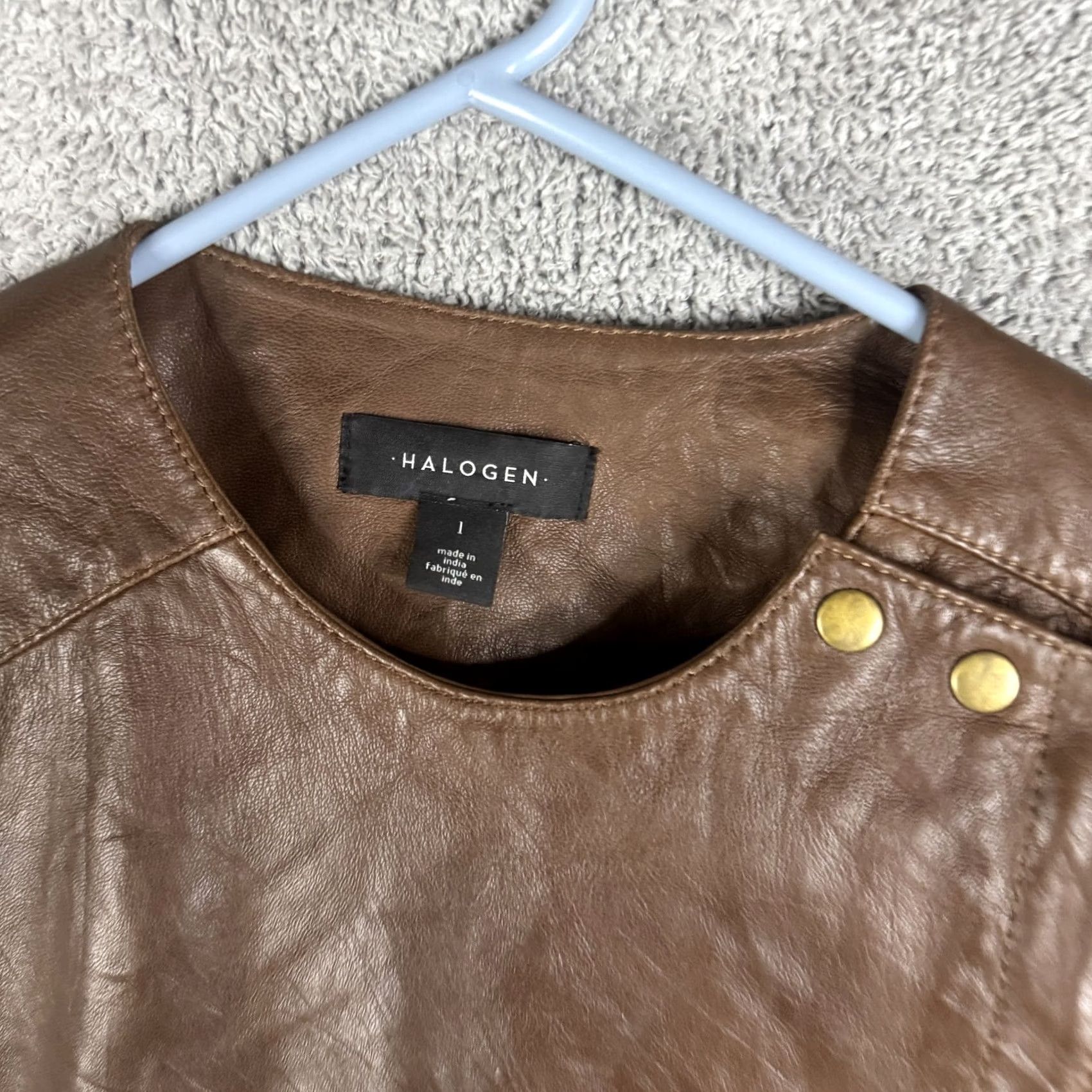 Vintage Halogen Leather Jacket Womens Large Brown Moto Asymmetrical Zip Pockets Lined Jacket Women L Size L / US 10 / IT 46 - 6 Thumbnail