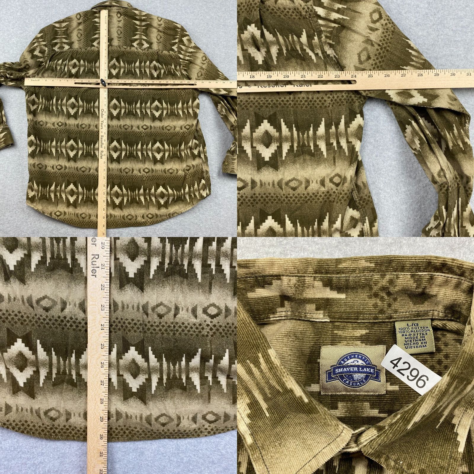 Vintage VINTAGE Shaver Lake Button-Up Shirt Mens L Brown Corduroy Western Aztec Pockets Size US L / EU 52-54 / 3 - 8 Thumbnail