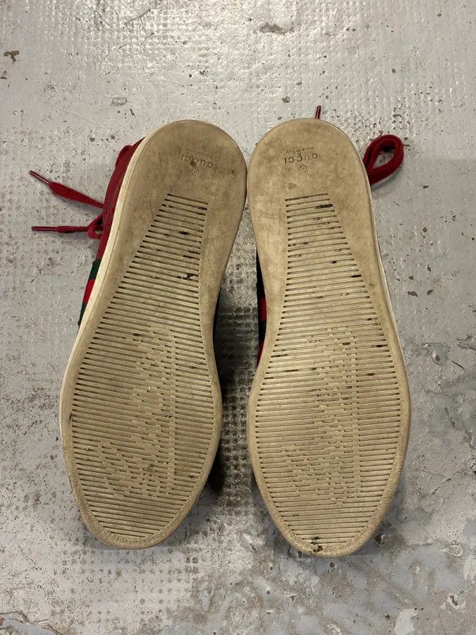 Gucci Gucci Red Leather GG Monogram High Sneakers Size US 7.5 / EU 40-41 - 12 Thumbnail