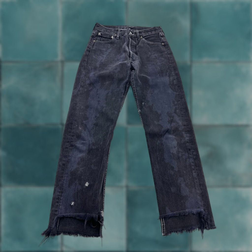 Levi's VINTAGE Levi's 501 Jeans 27x27 Black Distressed 80s 90s Mens Size US 27 - 1 Thumbnail