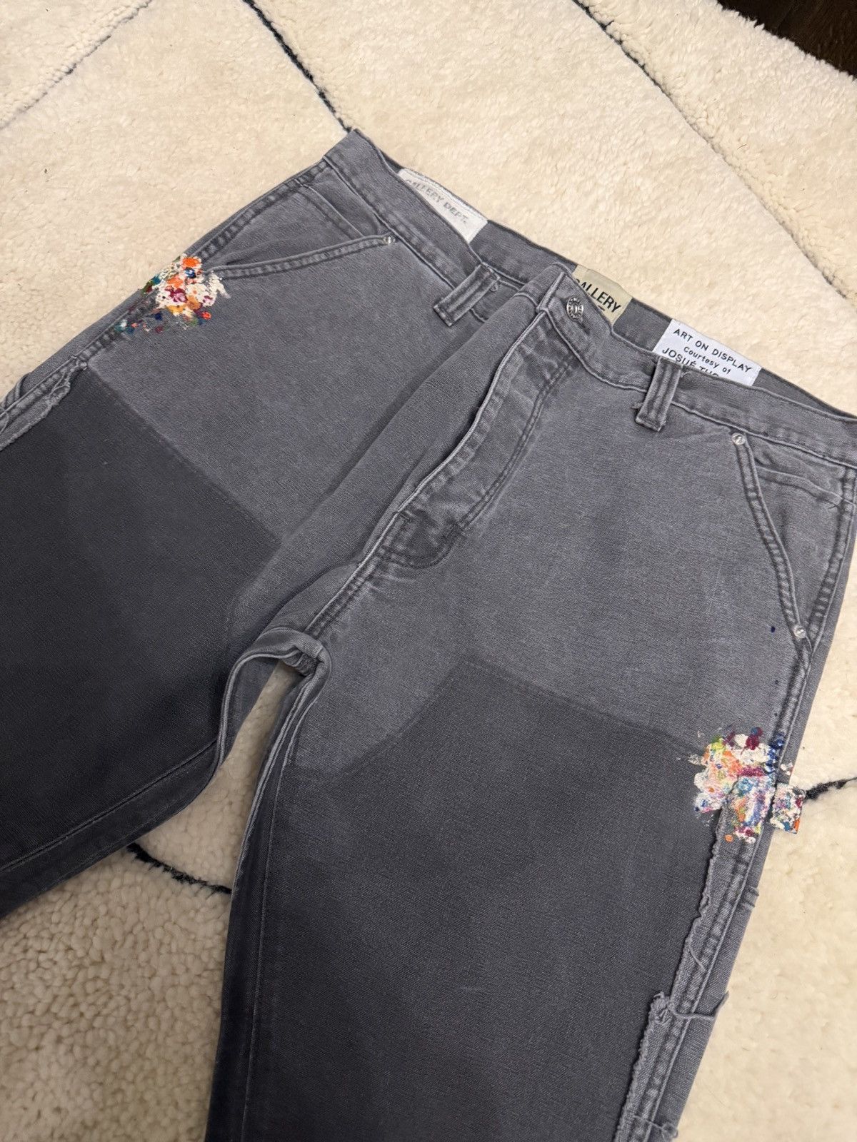 Gallery Dept. Gallery Dept Grey Carpenter Paint Splatter Pants Size 37 Size US 37 - 5 Thumbnail