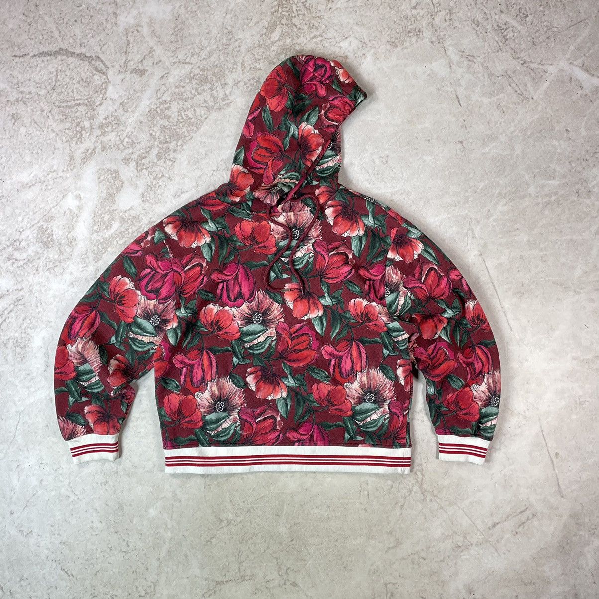 Sandro Sandro Paris Floral Print Viscose Burgundy Hoodie Size XS / US 0-2 / IT 36-38 - 9 Thumbnail