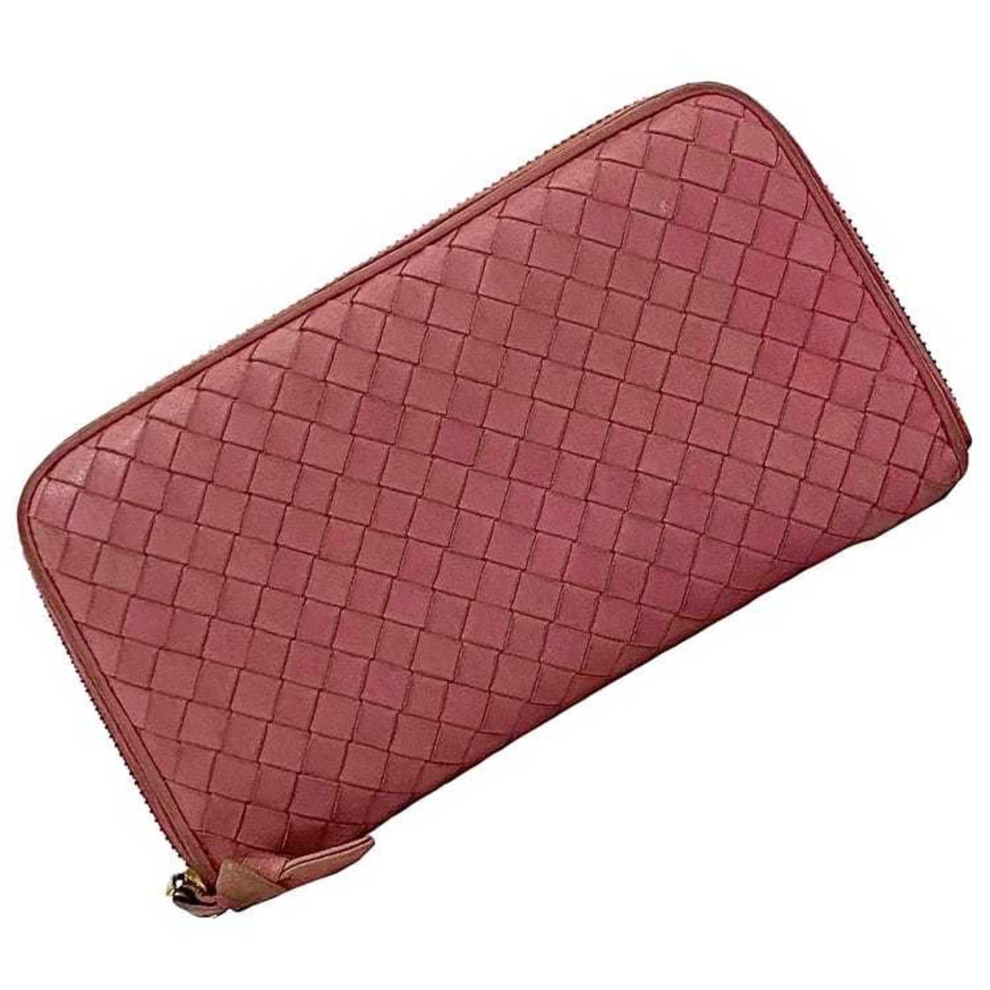 Bottega Veneta Bottega Veneta Round Long Wallet ec-21014 Pink Intrecciato Leather BOTTEGA VENETA Women's Size ONE SIZE - 1 Thumbnail