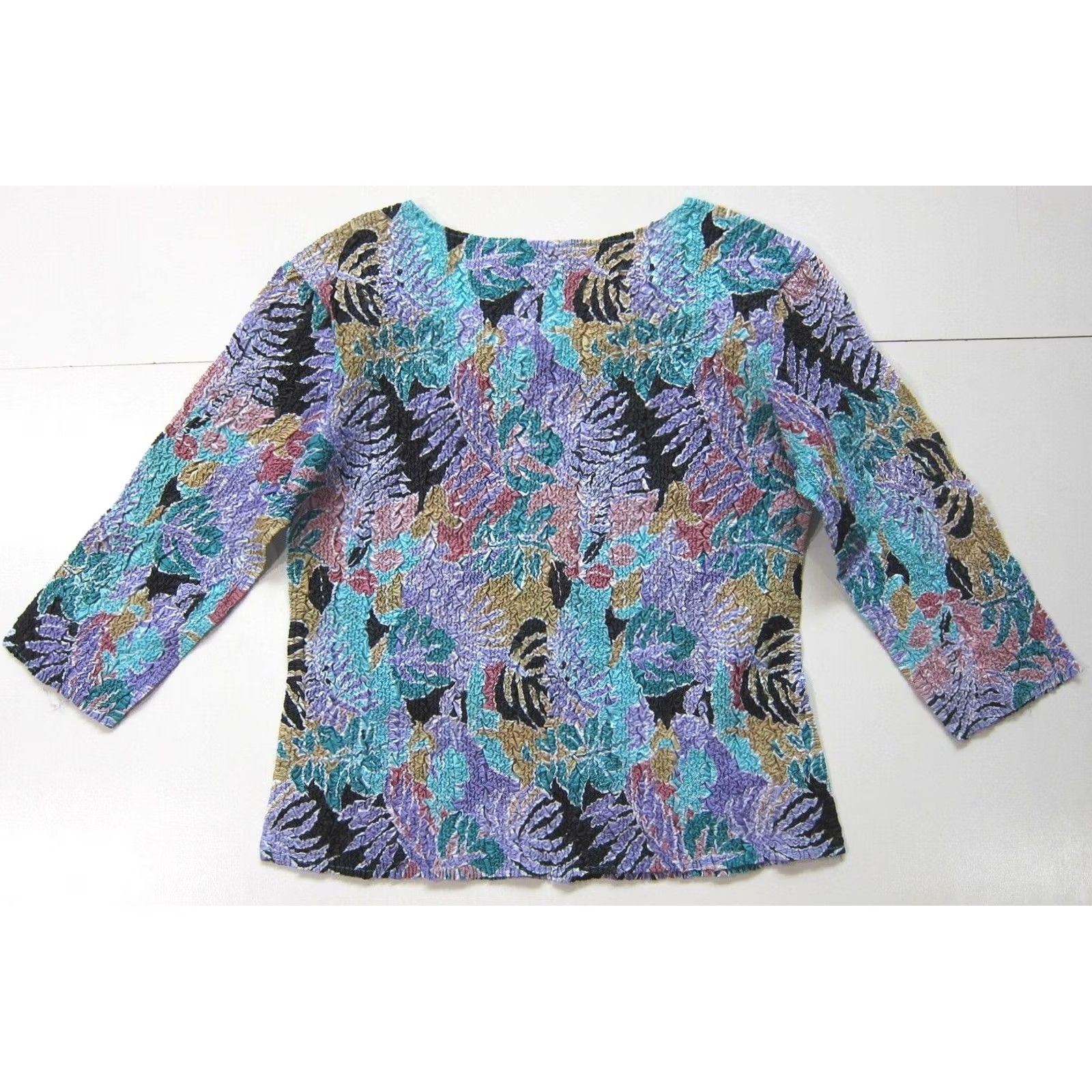 Pinko Magic Crush Scarf Green Pink Packable Lightweight 3/4 Sleeve Blouse Women S-L Size ONE SIZE - 2 Thumbnail