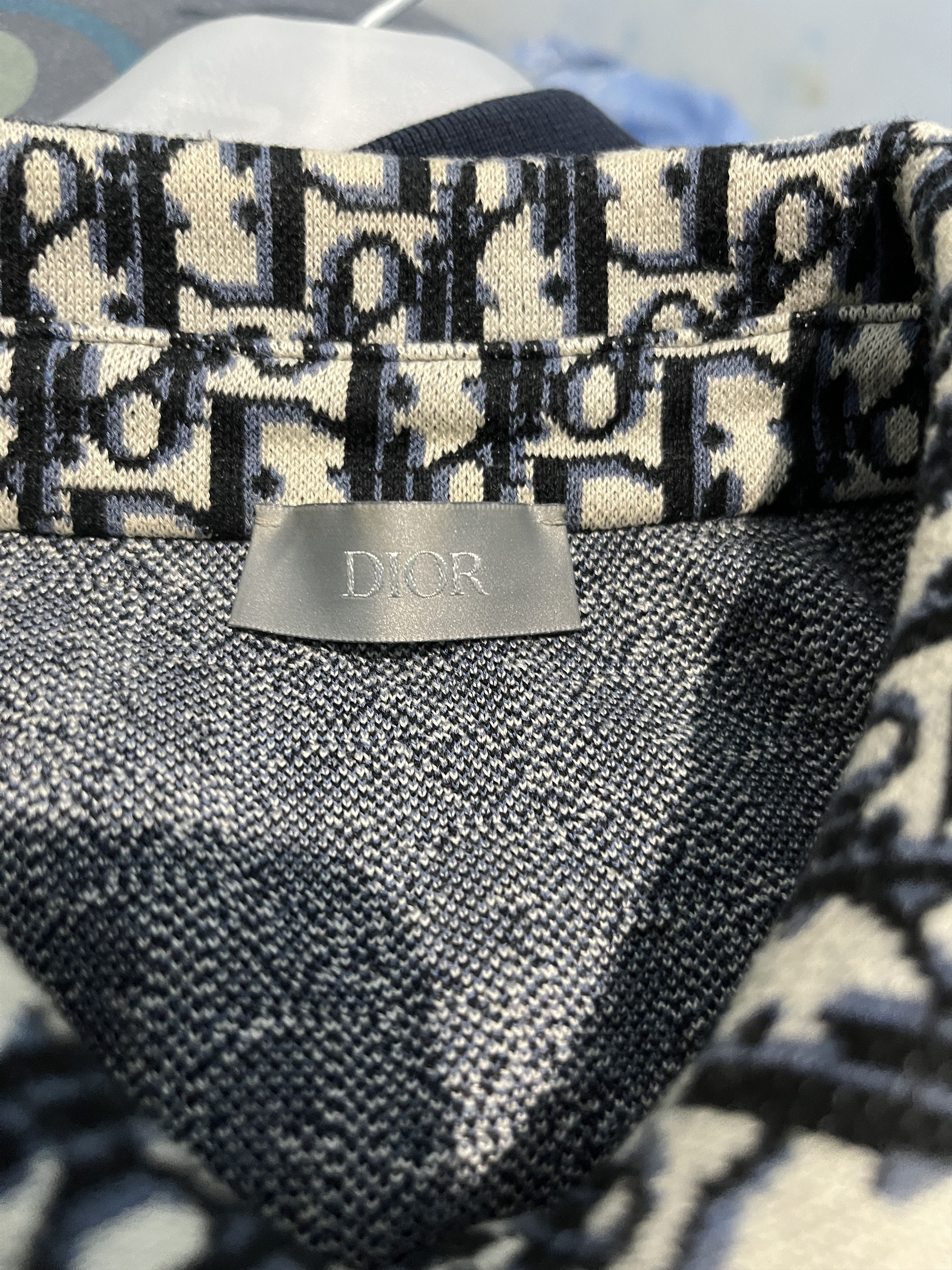 Dior Christian Dior Oblique Knit Overshirt Navy Blue Jacquard Size US S / EU 44-46 / 1 - 3 Thumbnail