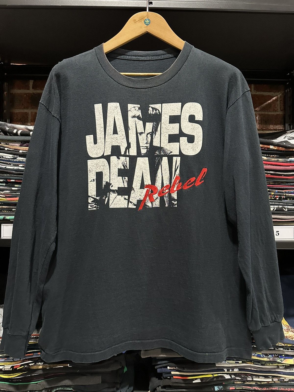 Band Tees × Vintage Vintage 90s James Dean Rabel Iconic Longsleeve faded Tee Size US XL / EU 56 / 4 - 1 Thumbnail
