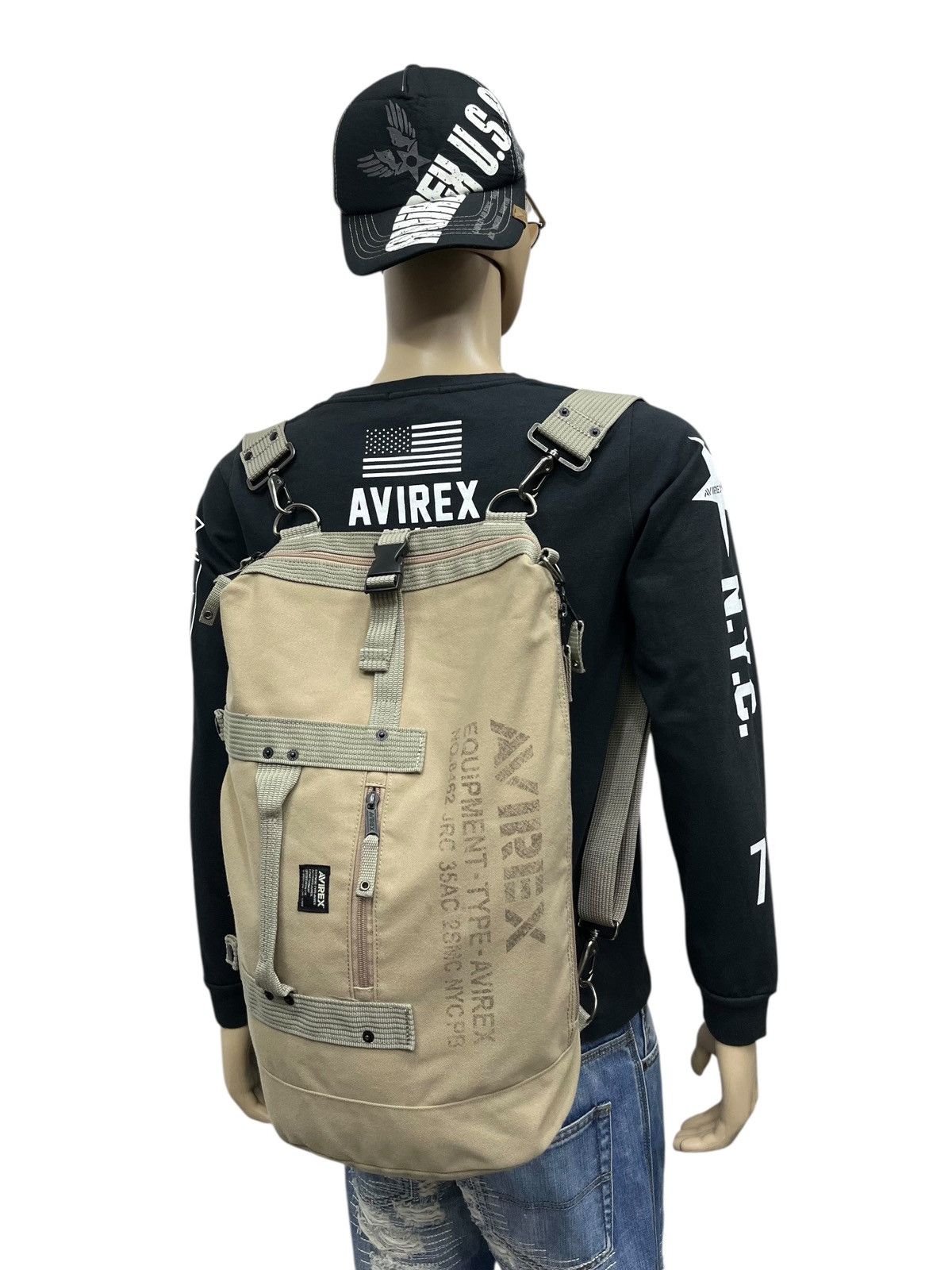 Avirex VERY RARE🔥Vintage AVIREX Multiway Canvas Bagpack Crossbody Size ONE SIZE - 1 Thumbnail