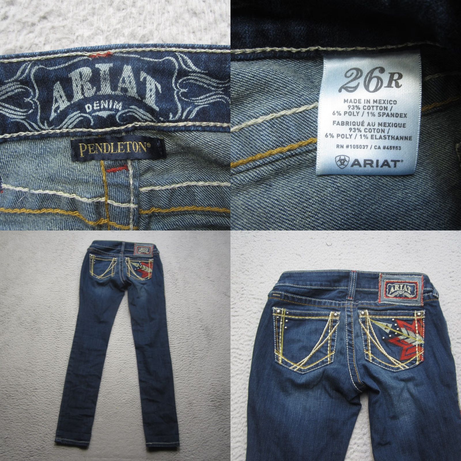 Ariat Ariat Pendleton Jeans Women 26 Blue Aztec Trouser Rodeo Western Thick Stitch Size 26" / US 2 / IT 38 - 8 Thumbnail