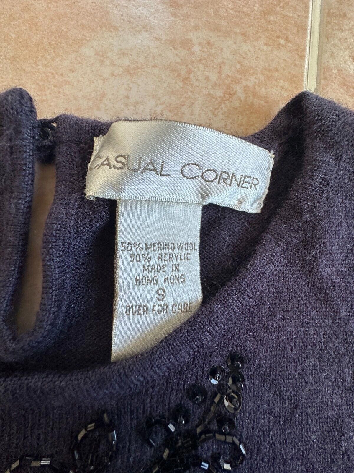 Designer Casual Corner Navy Merino wool Acrylic Blend Top size S Size S / US 4 / IT 40 - 5 Thumbnail