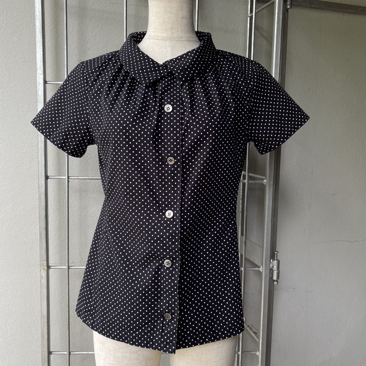 Japanese Brand A/T Black Dot Blouse with Peter Pan Collar Size S / US 4 / IT 40 - 17 Thumbnail