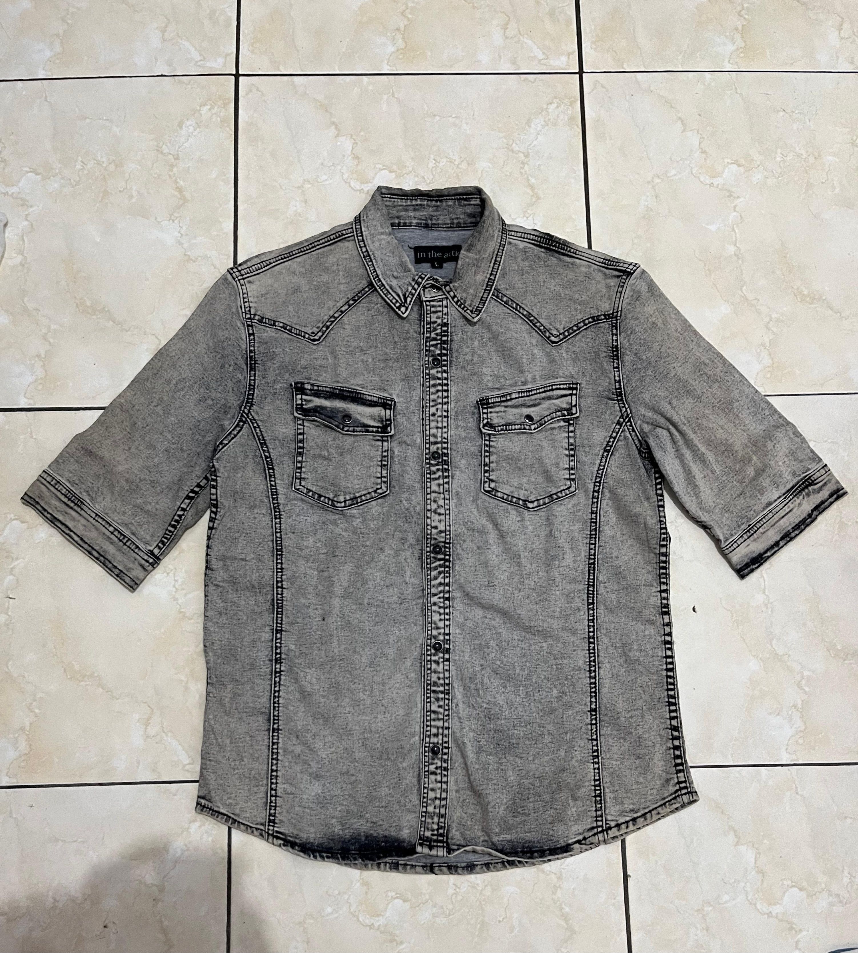 In The Attic In The Attic Homme Acid Wash Western Denim Shirt Size US M / EU 48-50 / 2 - 1 Thumbnail
