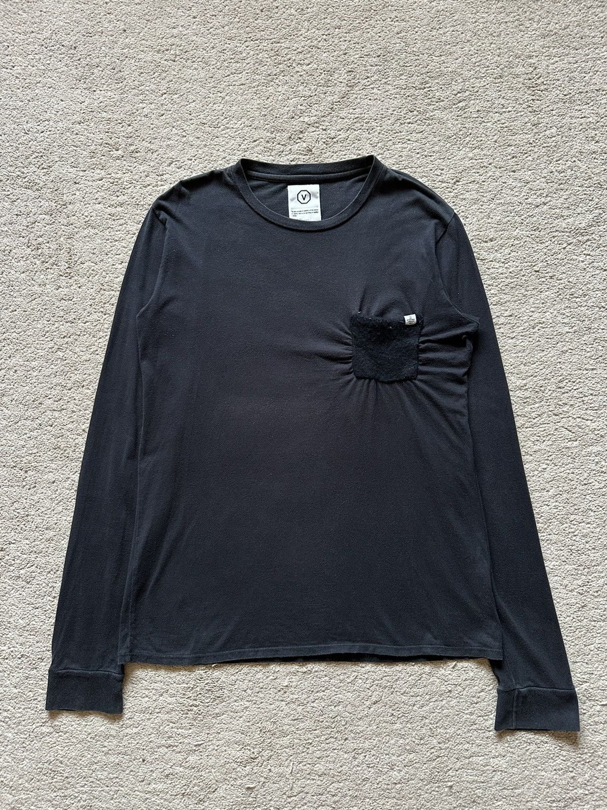 image of 2000S Visvim Wrinkle Cigarettes Pocket Long-Sleeve Tshirt in Black, Men's (Size Medium)