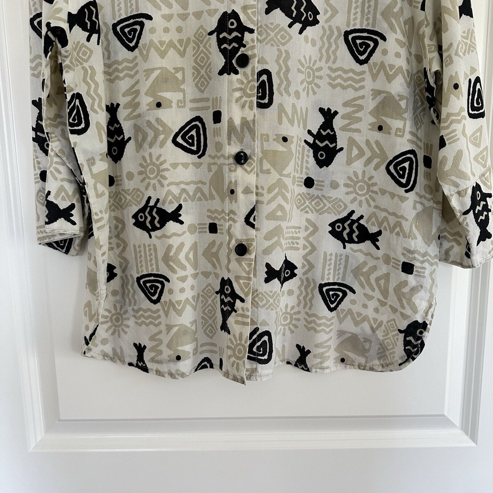 Other Vintage Two Potato Men’s Shirt Band Collar Fish Ethnic L Size US L / EU 52-54 / 3 - 5 Thumbnail