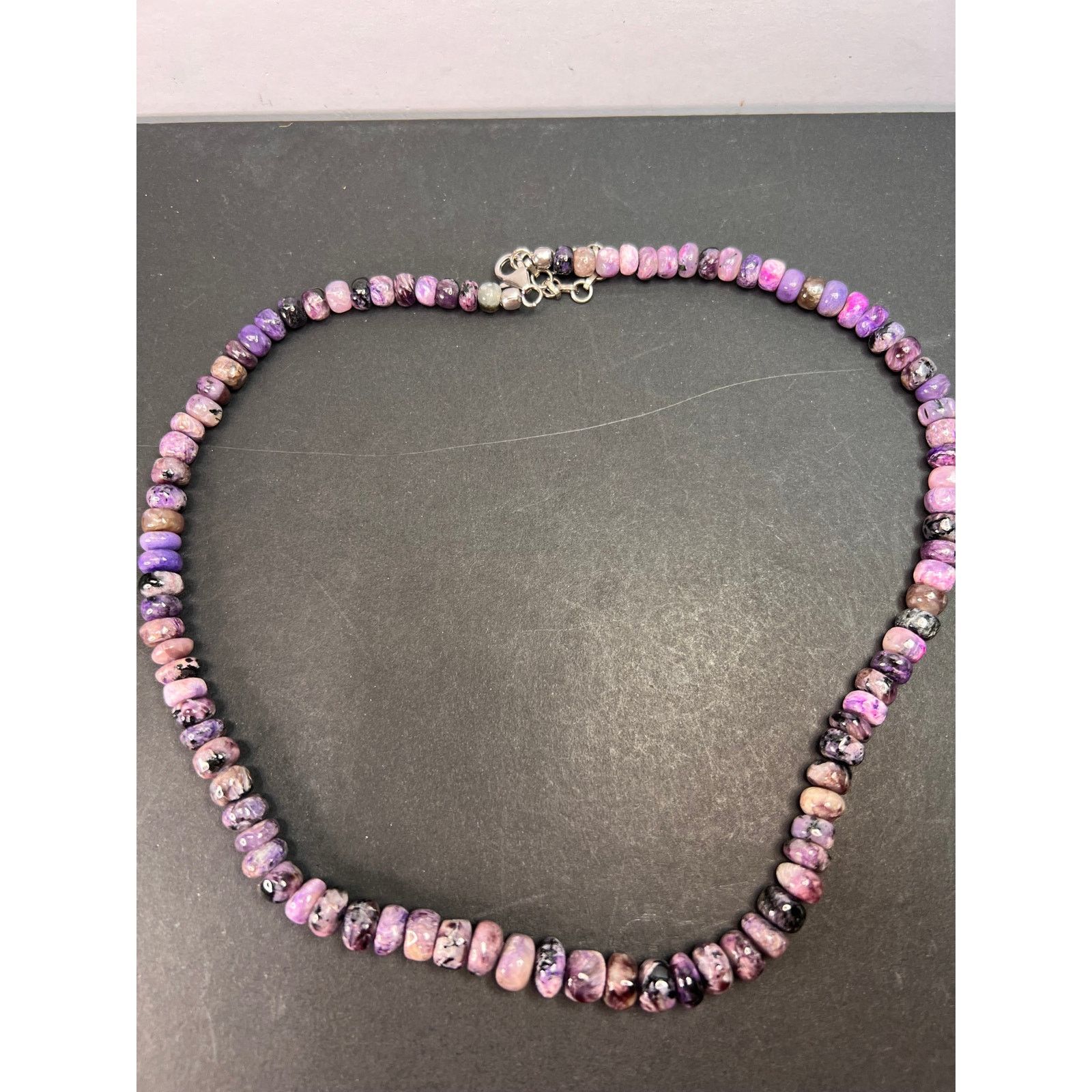 Other NEW Charoite rondelle beaded 18 inch necklace with 925 clasp Size ONE SIZE - 1 Thumbnail