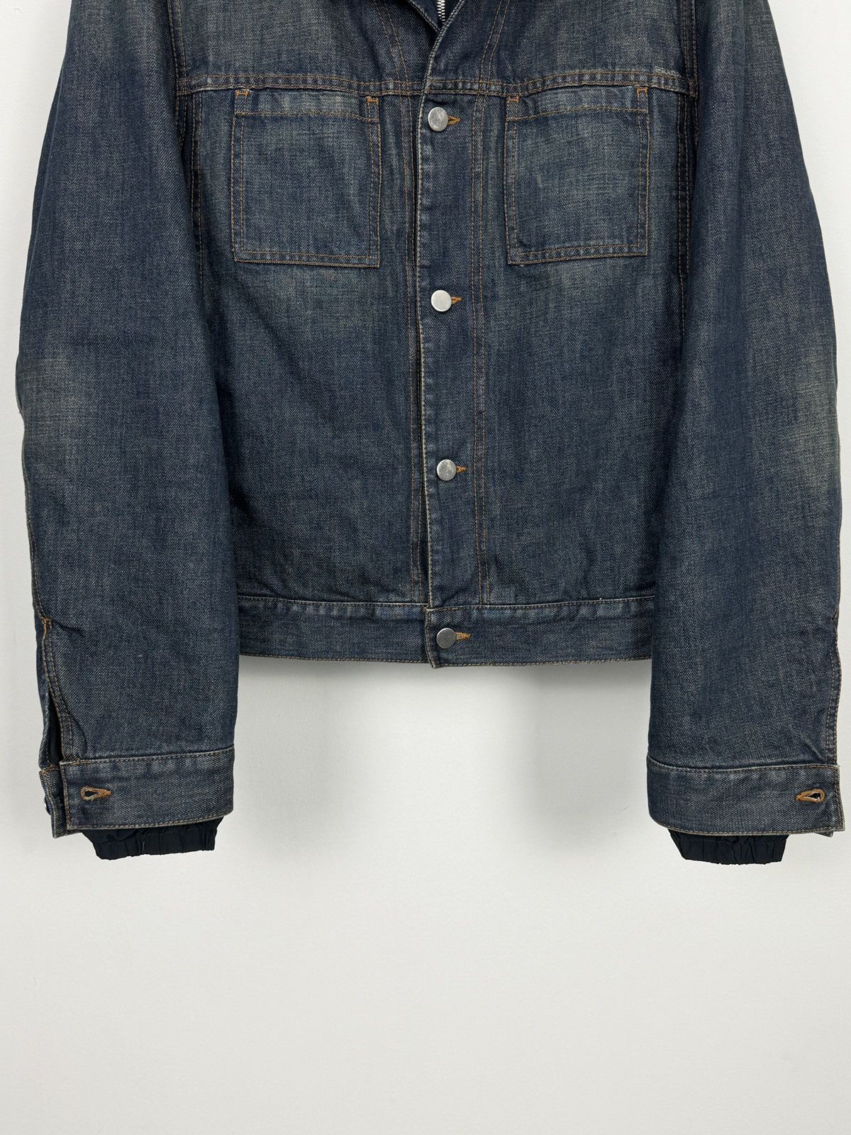 Prada Prada A/W2005 Distressed Indigo Nylon Lining Denim Jacket Size US L / EU 52-54 / 3 - 3 Thumbnail