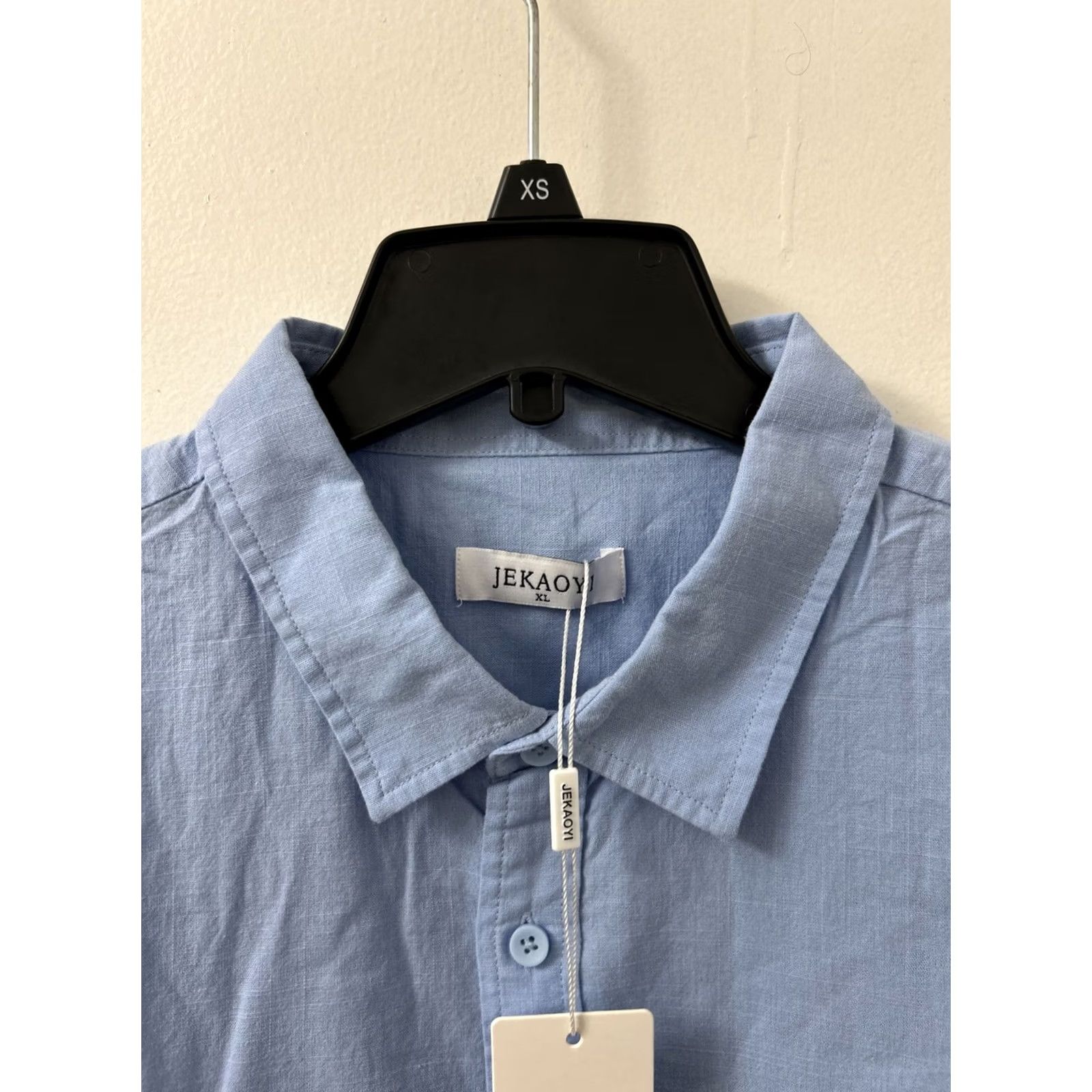 Vintage Jekaoyi Shirt Mens XL Blue Cotton Linen Blend Button-Down Long Sleeve Shirt Size US XL / EU 56 / 4 - 6 Thumbnail
