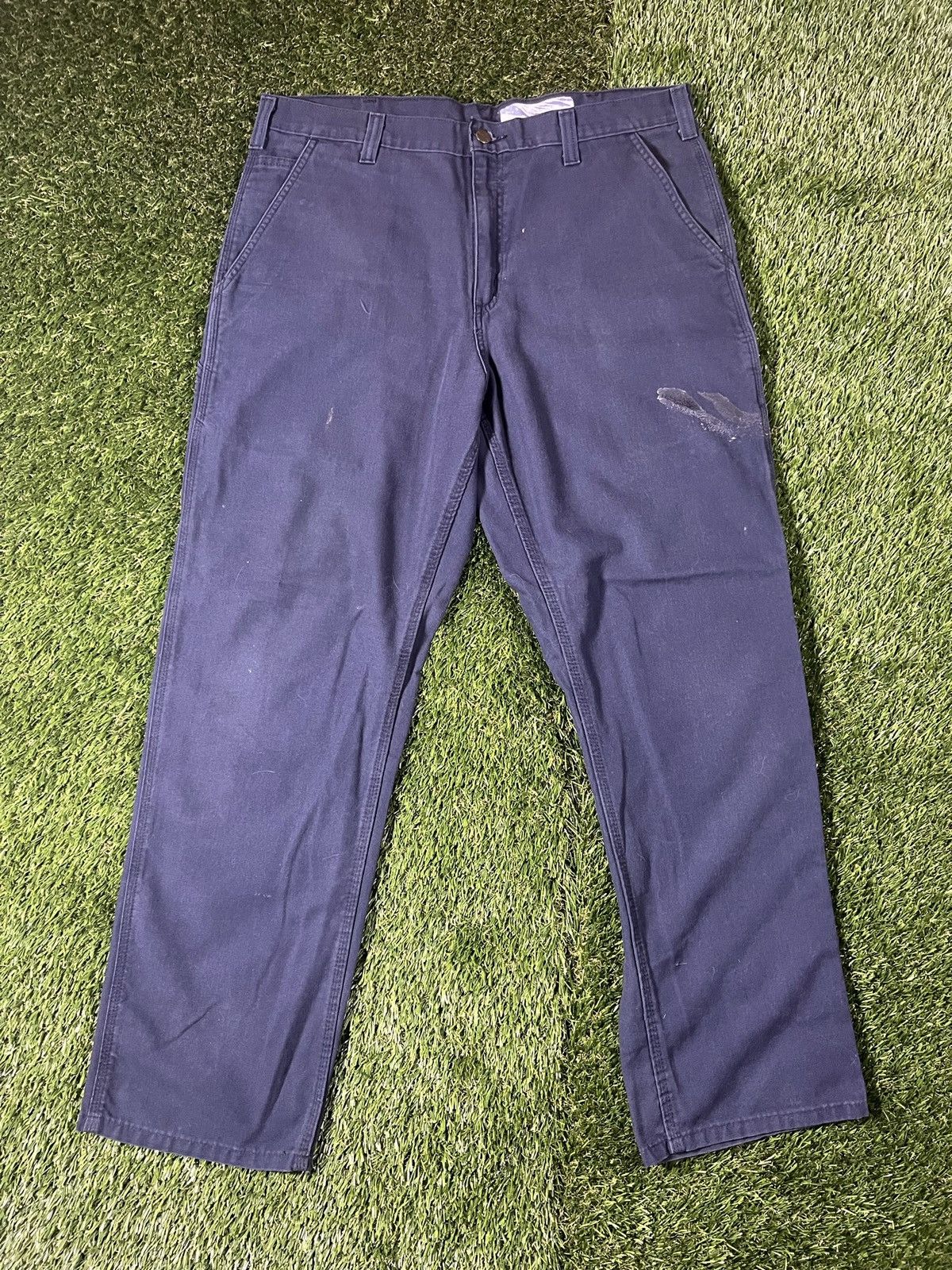 Carhartt × Vintage Vintage 90’s Carhartt Dungaree Carpenter Navy Work Pants Size US 36 / EU 52 - 3 Thumbnail