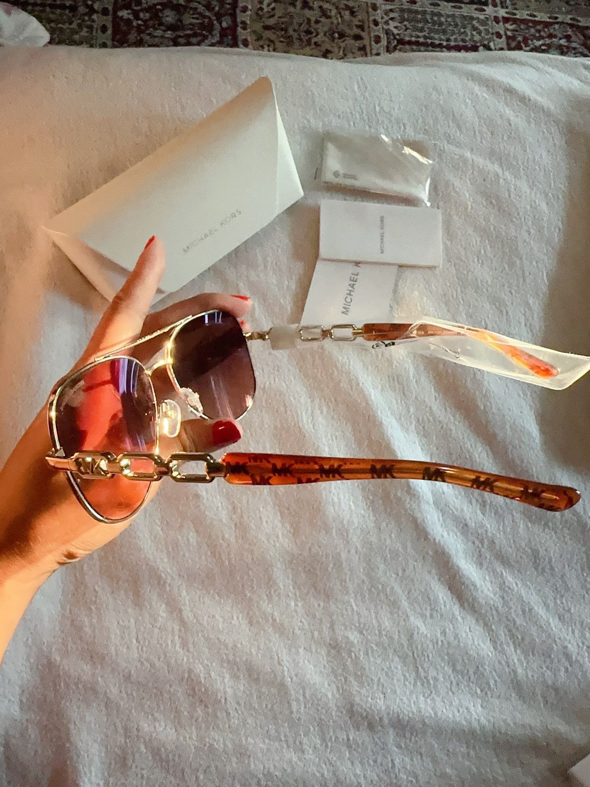 Michael Kors MICHAEL KORS MK1121 CHIANTI SUNGLASSES LIGHT GOLD BROWN GREY Size ONE SIZE - 10 Thumbnail