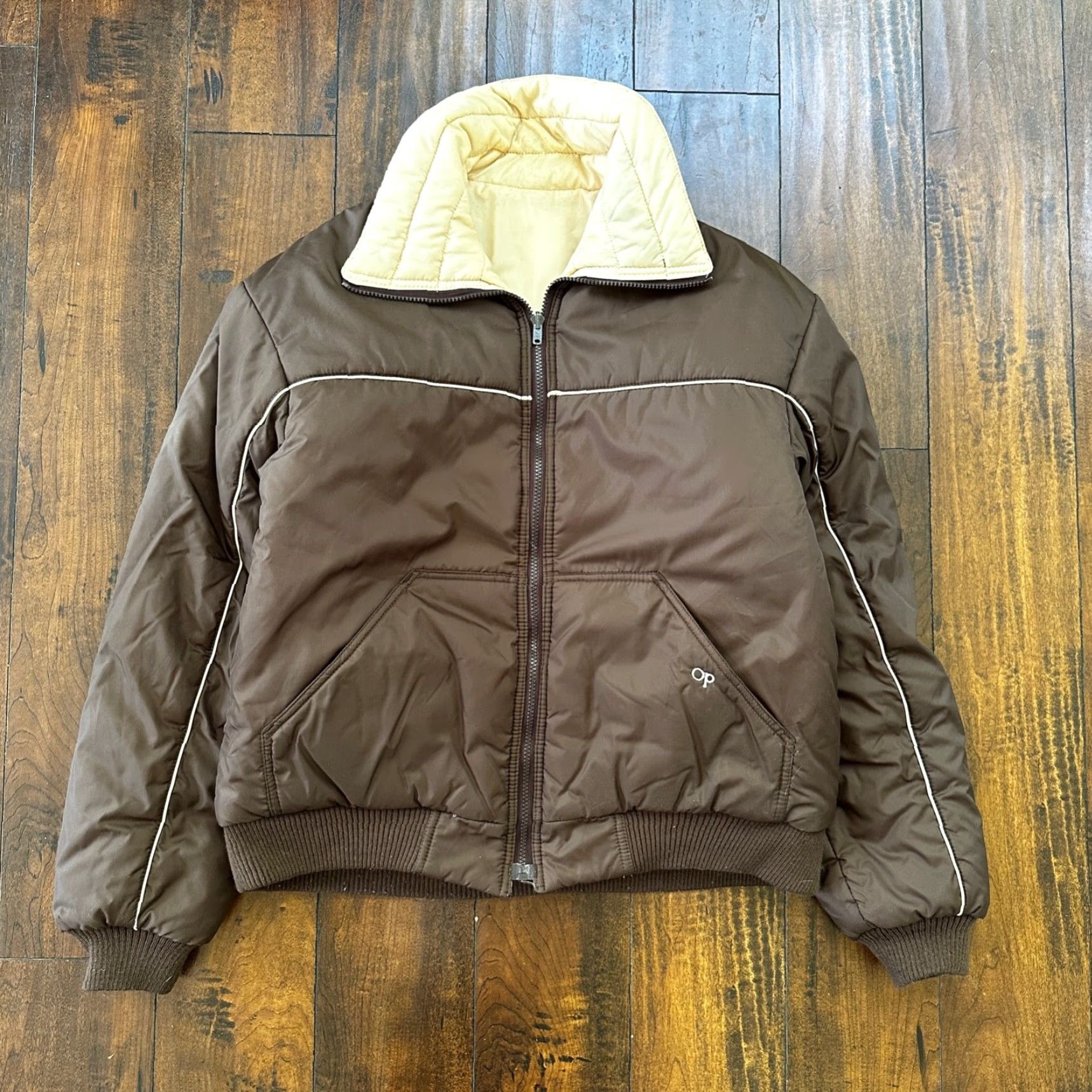 Ocean Pacific VTG Ocean Pacific Brown Insulated Puffer Jacket Reversible Double Sided 70s 80s Size US XL / EU 56 / 4 - 3 Thumbnail
