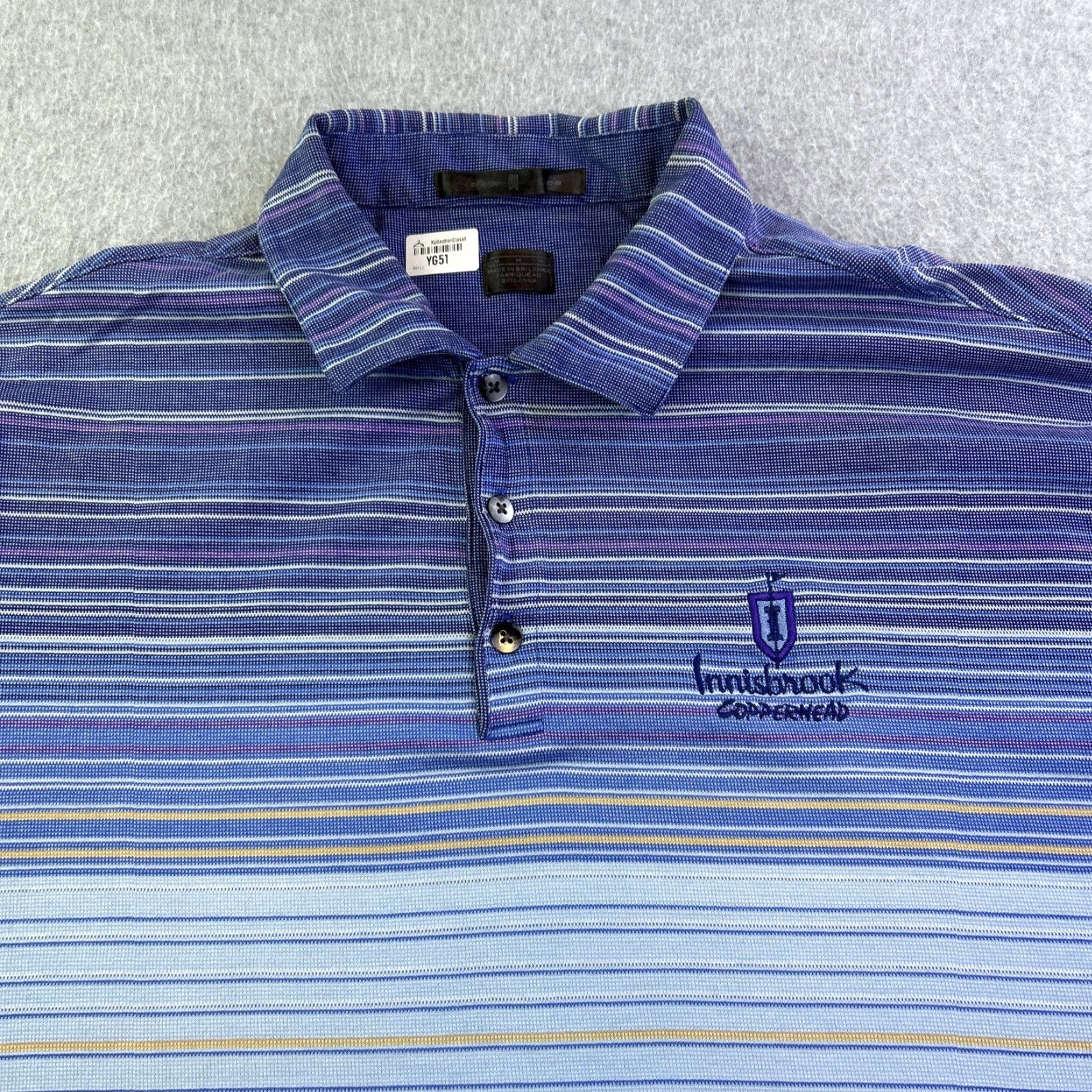 Vintage Tiger Woods Polo Shirt Mens M Blue Striped Copperhead Golf Course Adult Size US M / EU 48-50 / 2 - 6 Thumbnail