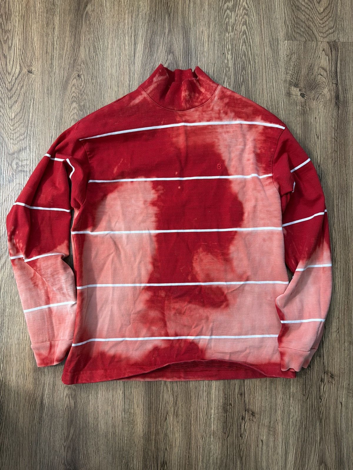 Balenciaga Balenciaga Mock Neck Bleach Dyed Striped Long Sleeve Size US S / EU 44-46 / 1 - 1 Thumbnail