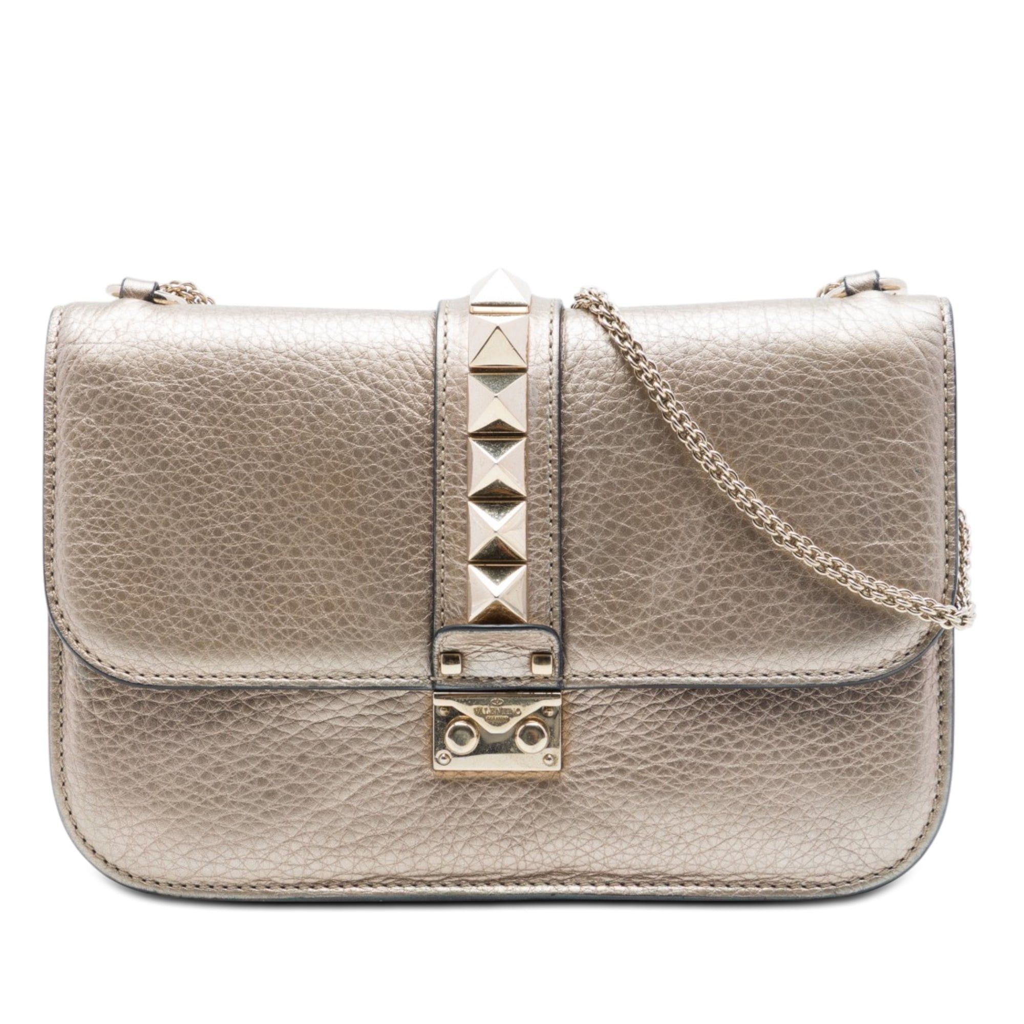 Valentino Metallic Leather Rockstud Glam Lock Crossbody Size ONE SIZE - 1 Thumbnail