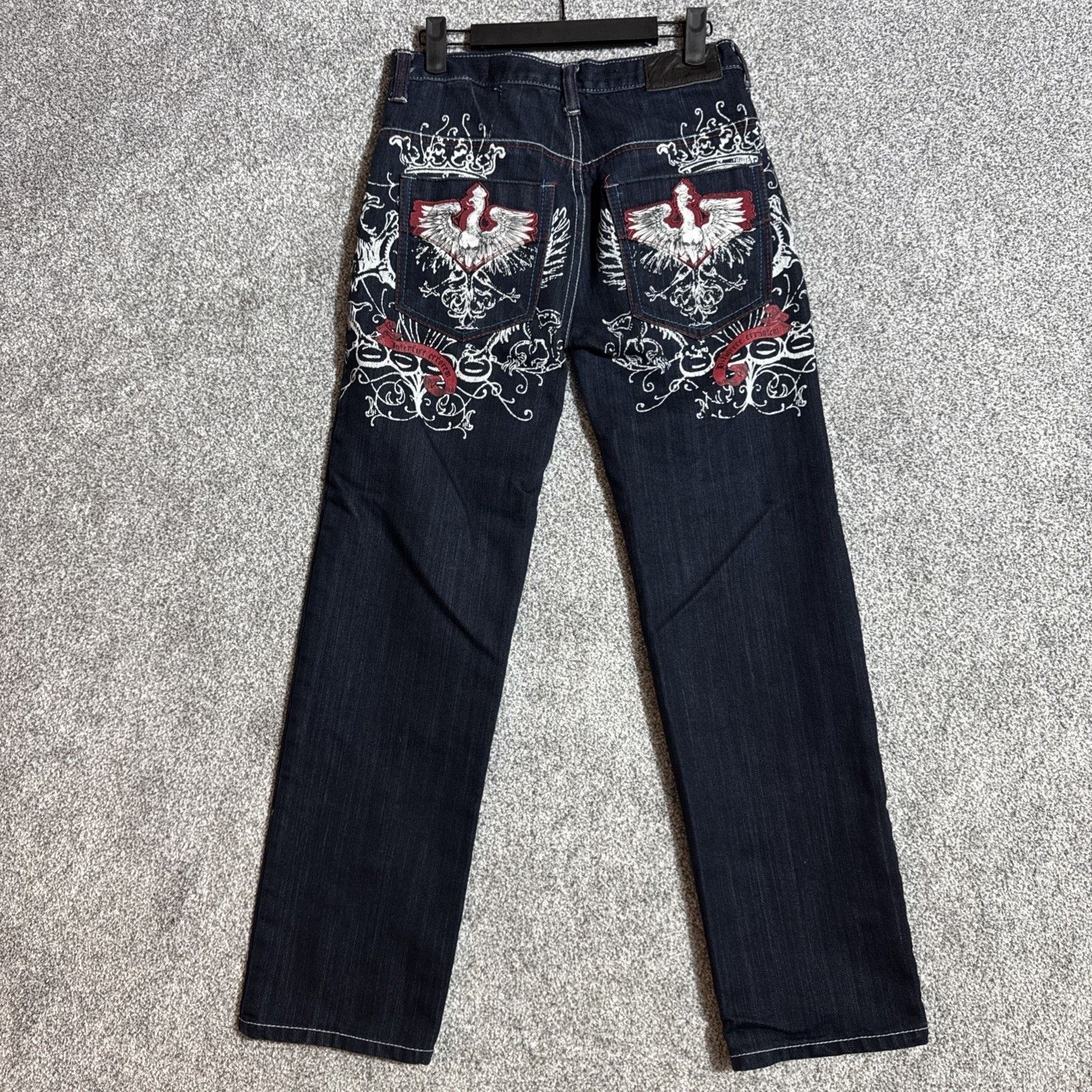 Other Y2K Jeans Women 14 Mallgoth Bootcut Rock Tattoo Embroidered Size 36" / US 14 / IT 50 - 6 Thumbnail