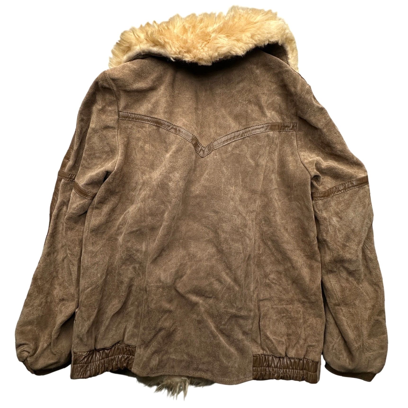 Vintage VINTAGE Ms Pioneer Suede Leather Jacket Coat Womens 10 Medium Real Fur Trim Brown Full Zip Size L / US 10 / IT 46 - 2 Thumbnail