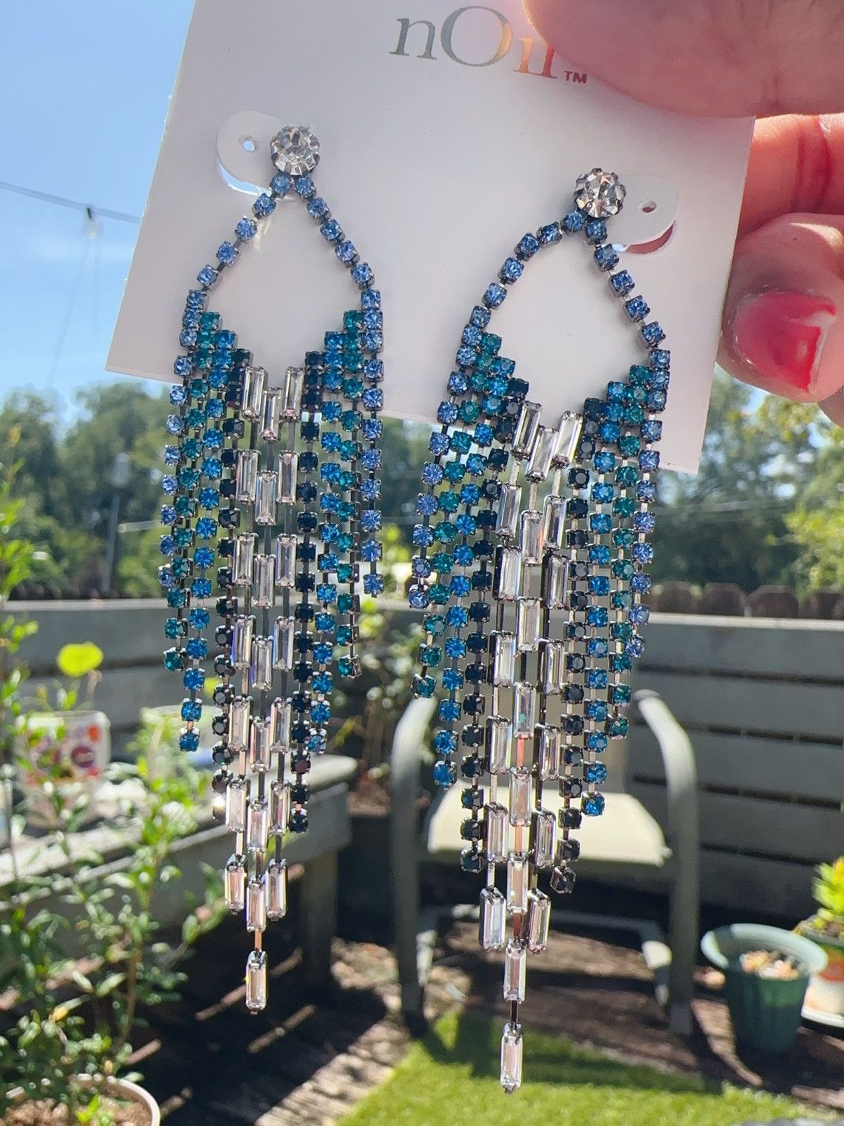 Designer Noir crystal beads tassels white 4 blue colors black tone Size ONE SIZE - 1 Thumbnail