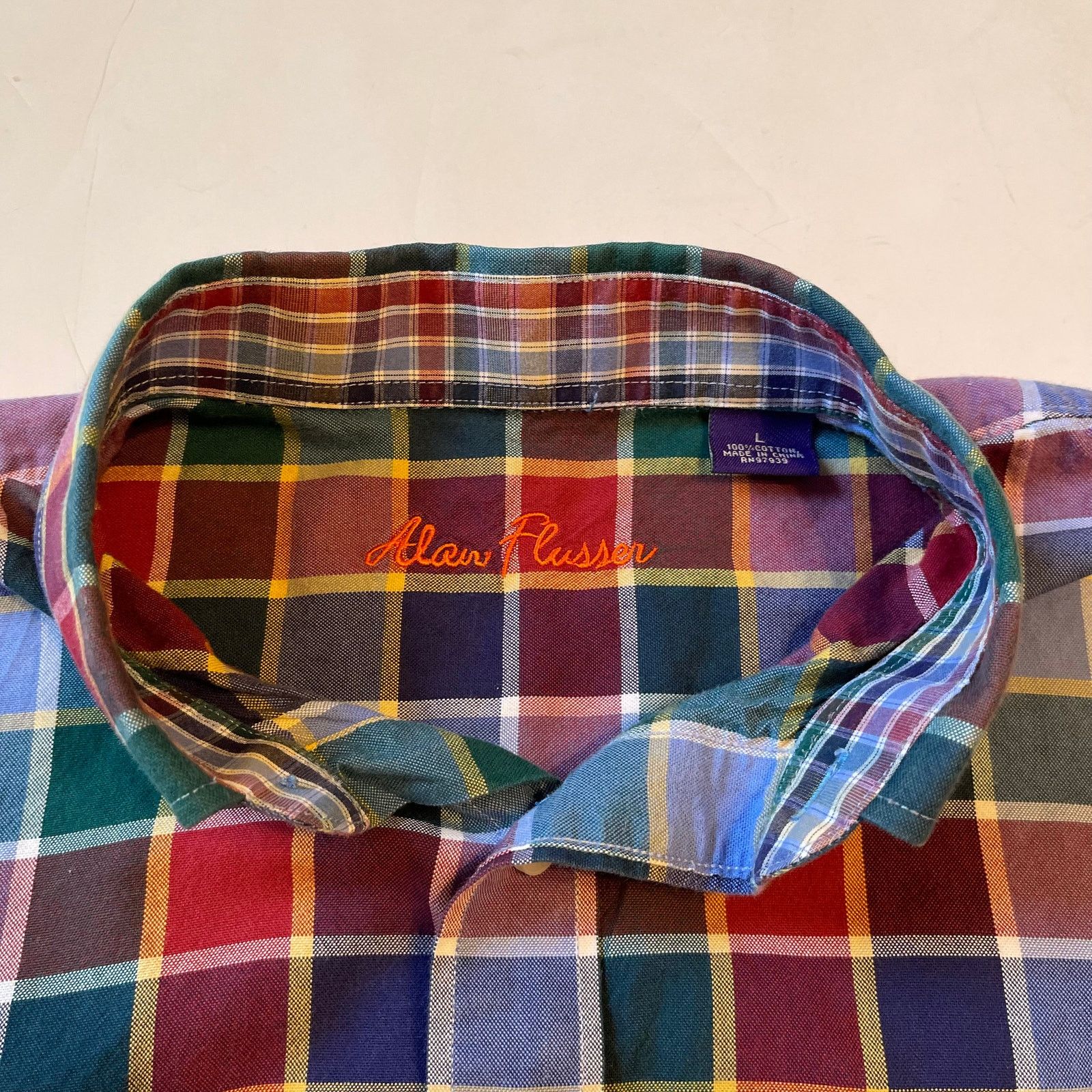 Alan Flusser Alan Flusser Men's Plaid Button Down Shirt, L Size US L / EU 52-54 / 3 - 7 Thumbnail