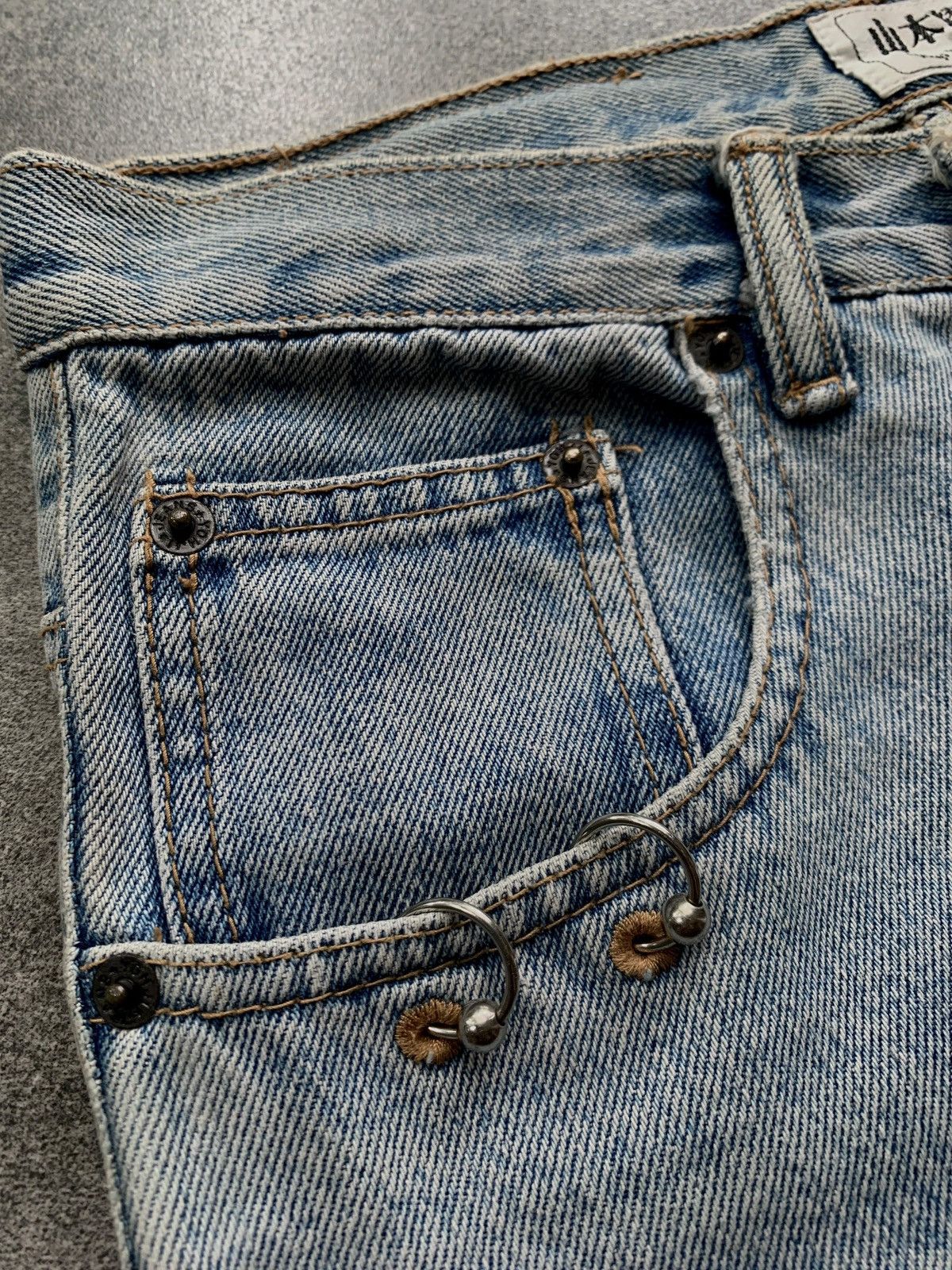 Yohji Yamamoto FREE TAX! 80s YYPH Studded Ring Accents Denim Jeans Size US 28 / EU 44 - 4 Thumbnail