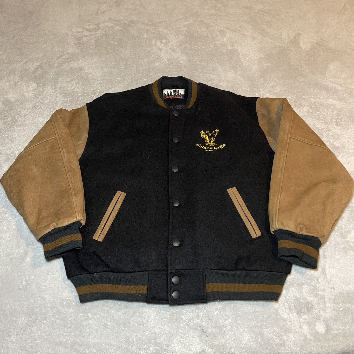 Other Vintage 90s Identity Golden Eagle Jacket Men L Wool Leather Size US L / EU 52-54 / 3 - 3 Thumbnail