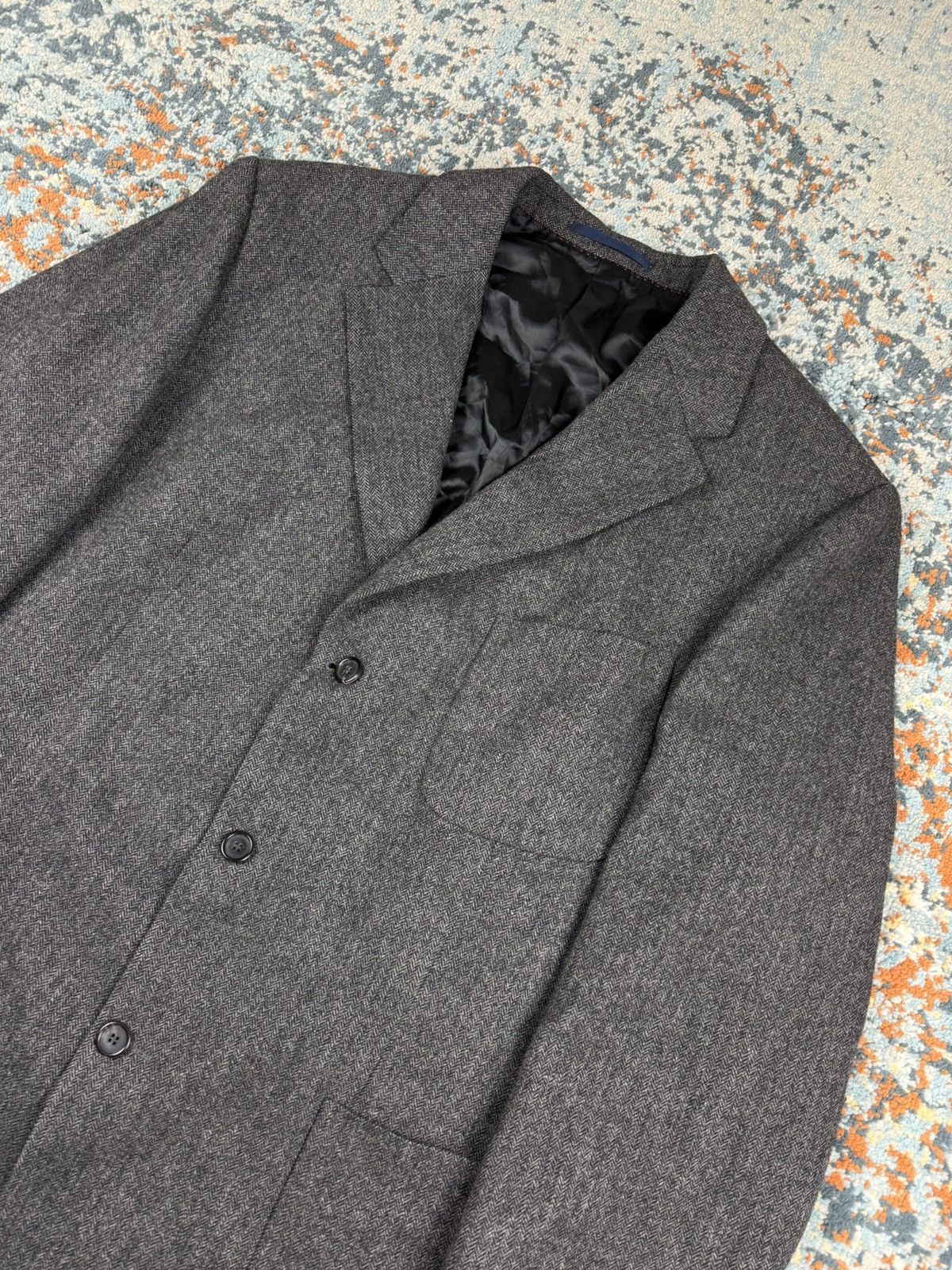 Burberry × Vintage Burberry charcoal wool cashmere blend long blazer old money Size 44R - 5 Thumbnail