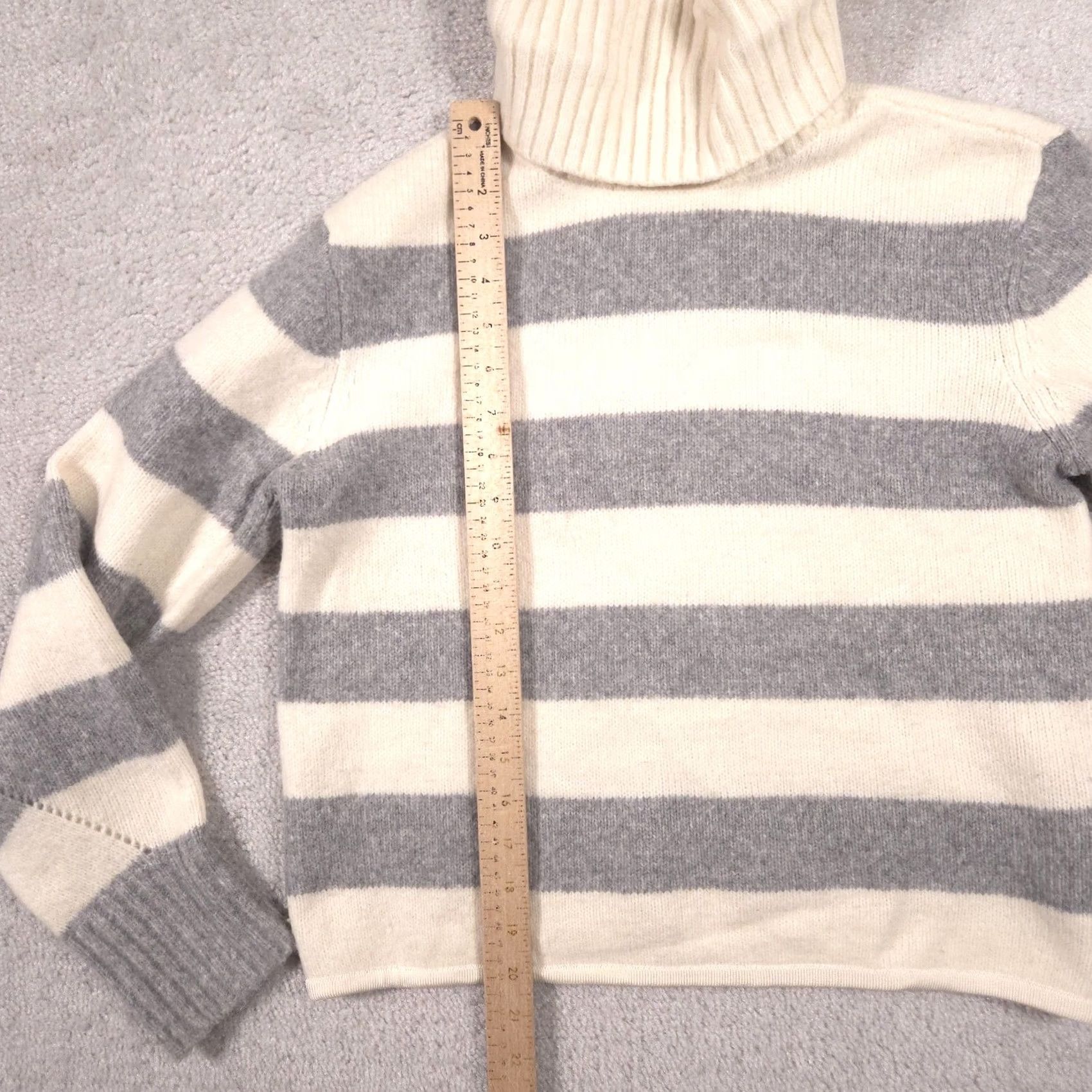 Vintage Calvin Klein Jeans Sweater Womens S Gray White Stripe Turtleneck Knit Pullover Casual Winter Knit"% Size S / US 4 / IT 40 - 7 Thumbnail