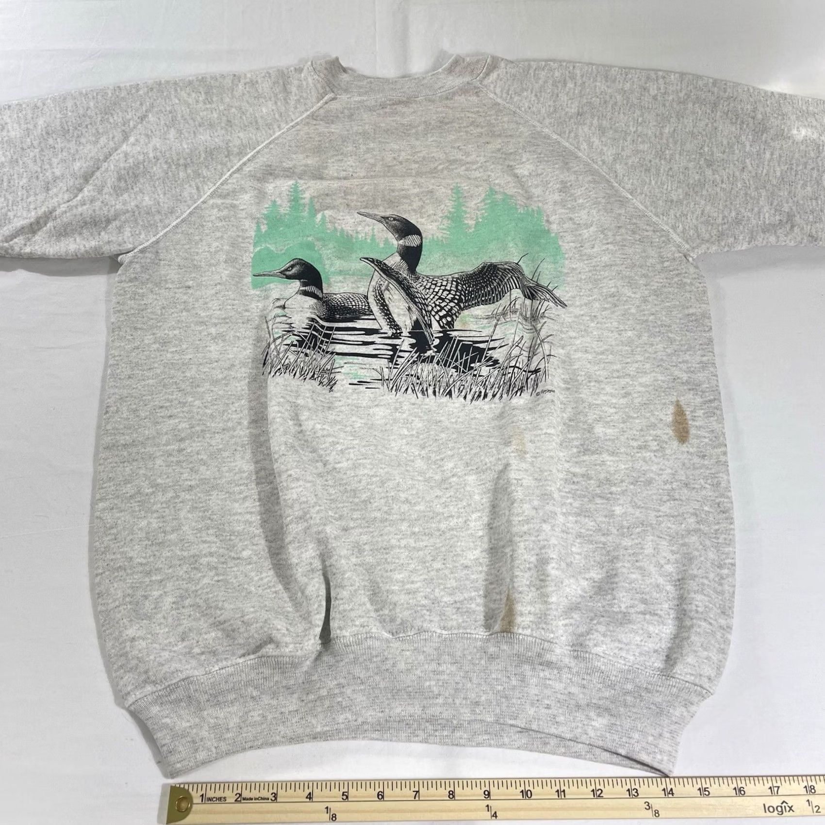 Hanes VINTAGE Hanes Sweatshirt XL Gray Crew Neck Long Sleeve Graphic Print Duck Mallard 90s Mens Size US XL / EU 56 / 4 - 7 Thumbnail