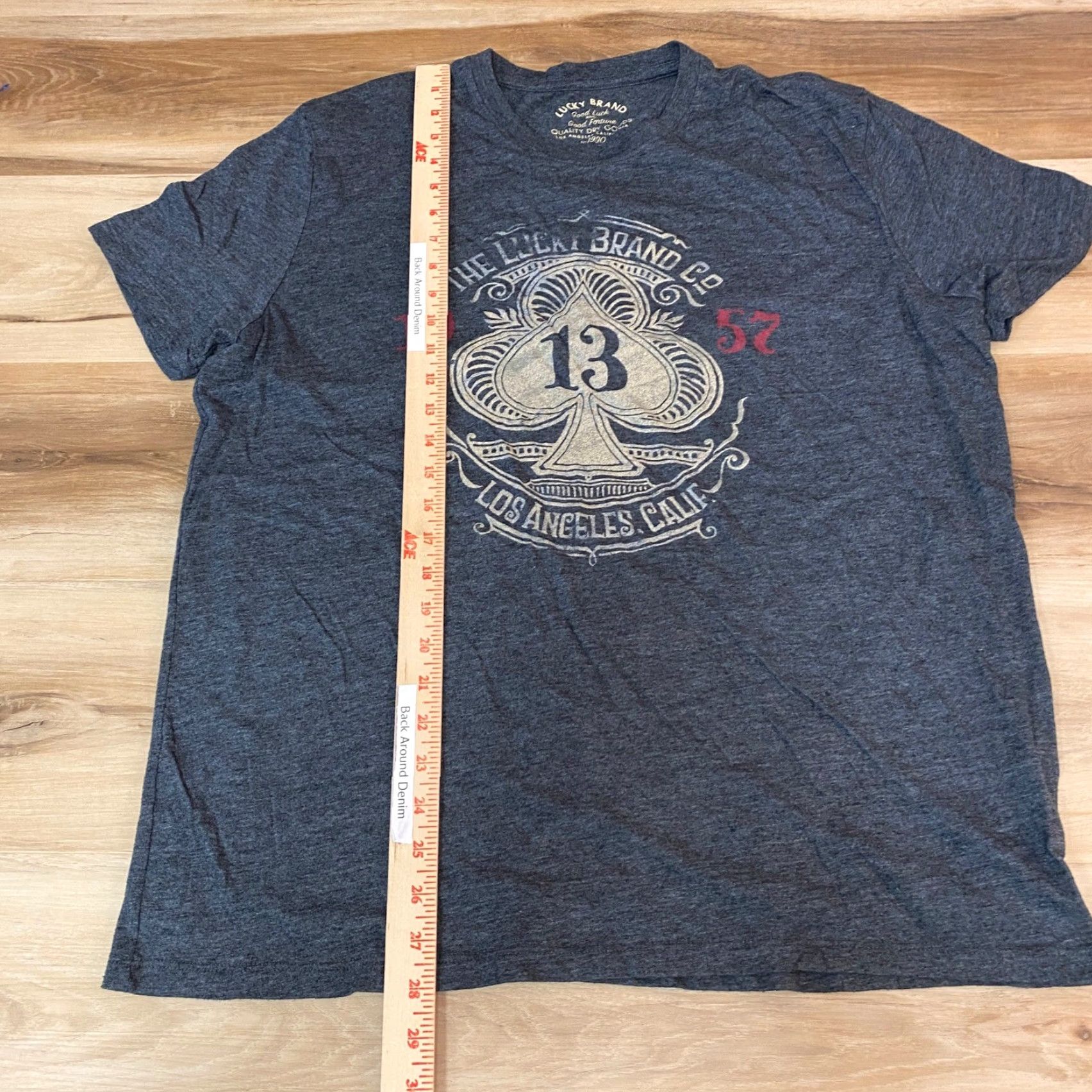 Lucky Brand Lucky Brand Shirt Men XL Heathered Gray Ace Spade 13 Los Angeles Graphic Tee Vintage Style 3-13 19 57 Crew Neck Short Sleeve Size US XL / EU 56 / 4 - 4 Thumbnail
