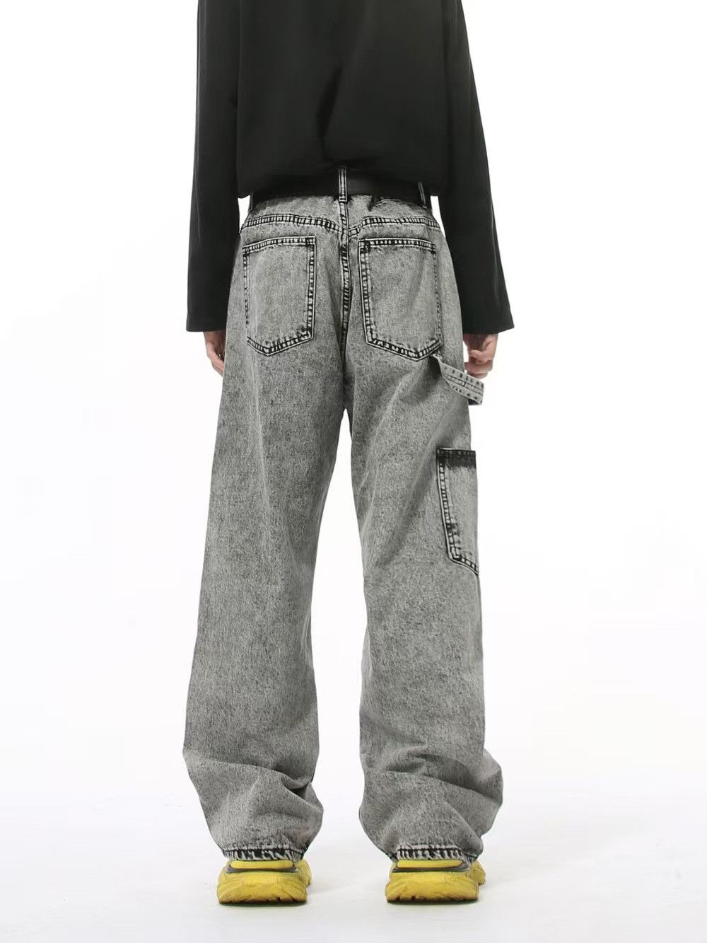 Japanese Brand × Vintage Washed Black Grey Relaxed Wide Leg Hip Hop Jeans Size US 30 / EU 46 - 2 Thumbnail