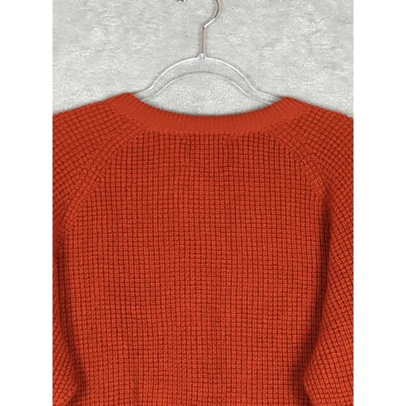 Vintage Knot Standard Womens Sweater L Terracotta Waffle-Knit Merino Wool Crew Neck Long Sleeve Pullover Relaxed Minimalist Quiet Luxury Dry Clean Only Size L / US 10 / IT 46 - 6 Thumbnail