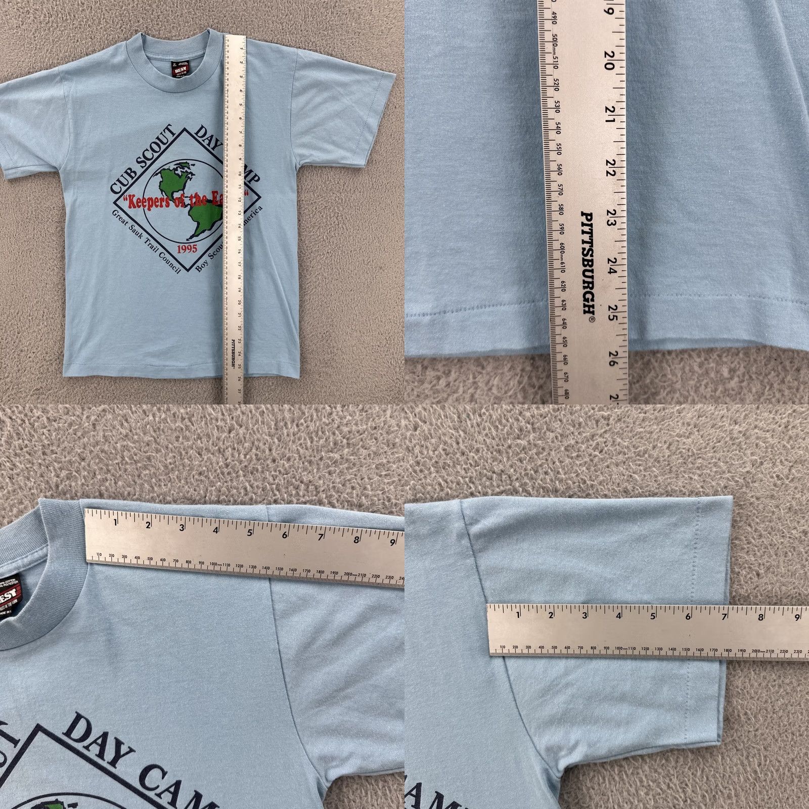 Fruit Of The Loom VINTAGE Fruit of the Loom Best M Blue Single Stitch Shirt 1995 Cub Scout Mens M Blue USA 90s Classic Stitch Shirt Size US M / EU 48-50 / 2 - 9 Thumbnail
