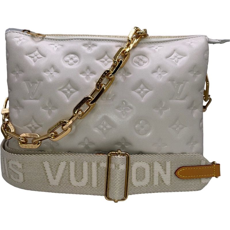 Louis Vuitton LV GHW Coussin PM Shoulder Bag M22398 Lambskin Leather Creme  White