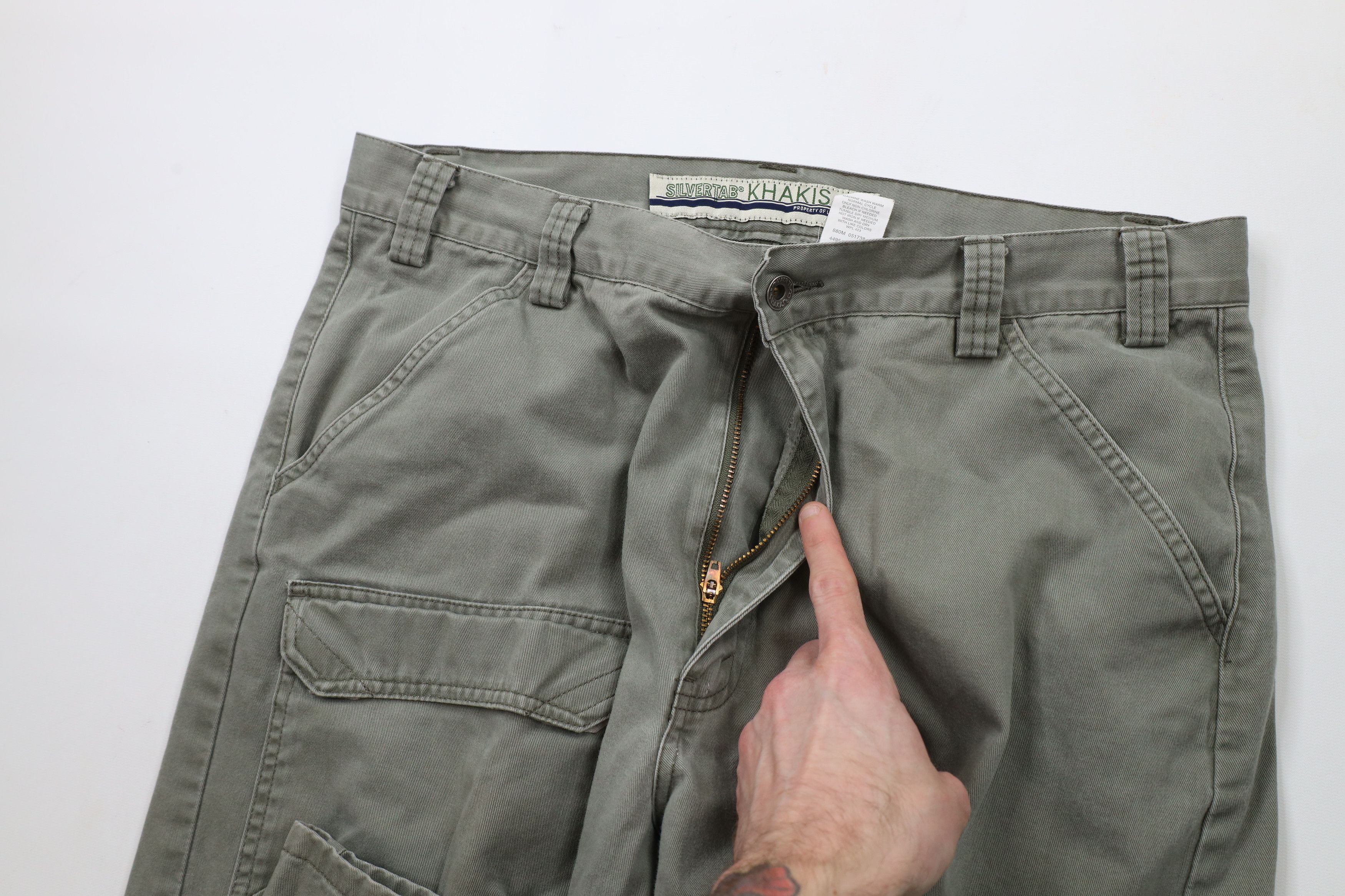 Levi's Vintage 90s Levis SilverTab Wide Leg Cargo Pants Green Size US 36 / EU 52 - 6 Thumbnail